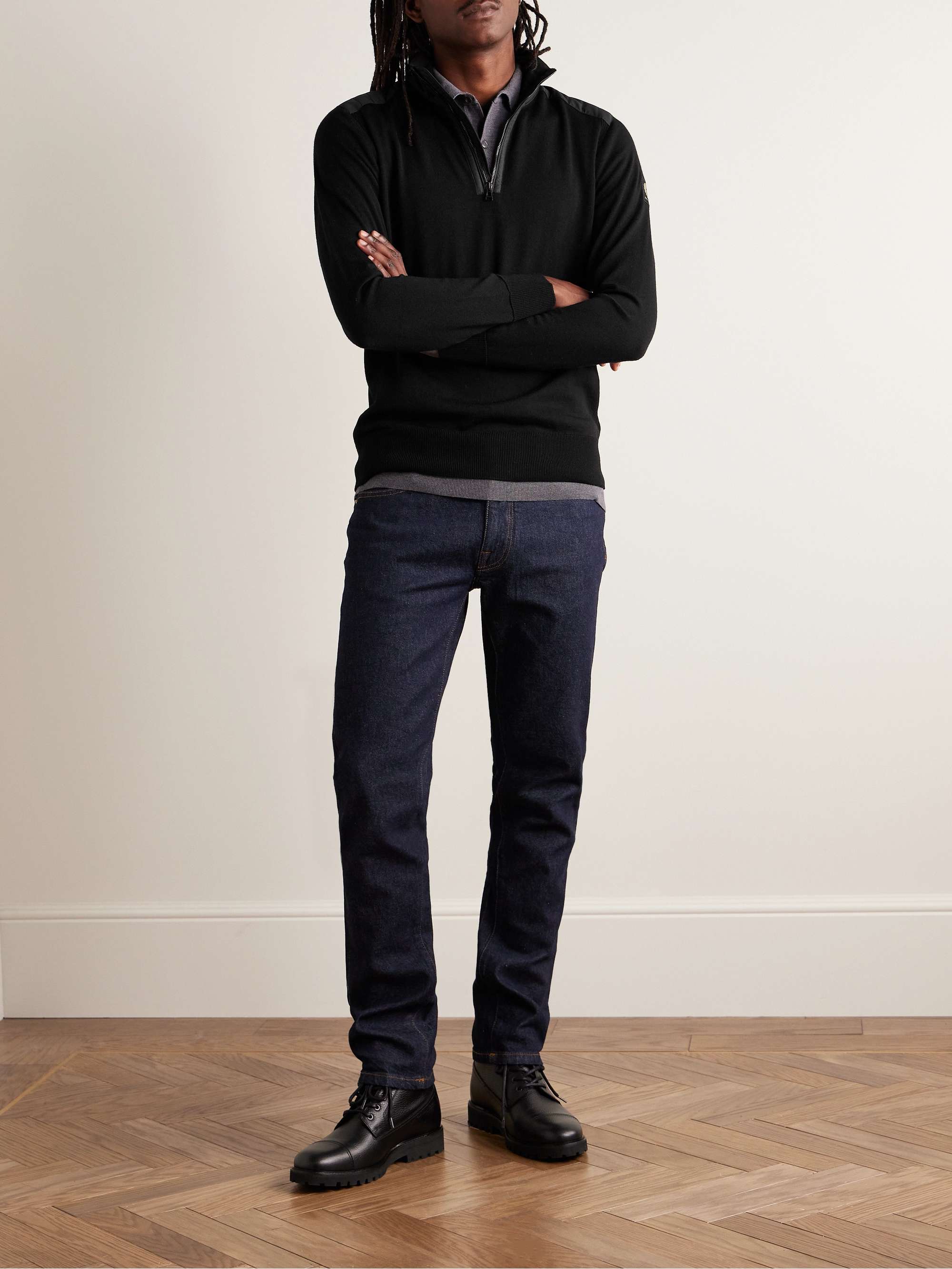 BELSTAFF Kilmington Shell-Trimmed Wool Half-Zip Sweater for Men | MR PORTER