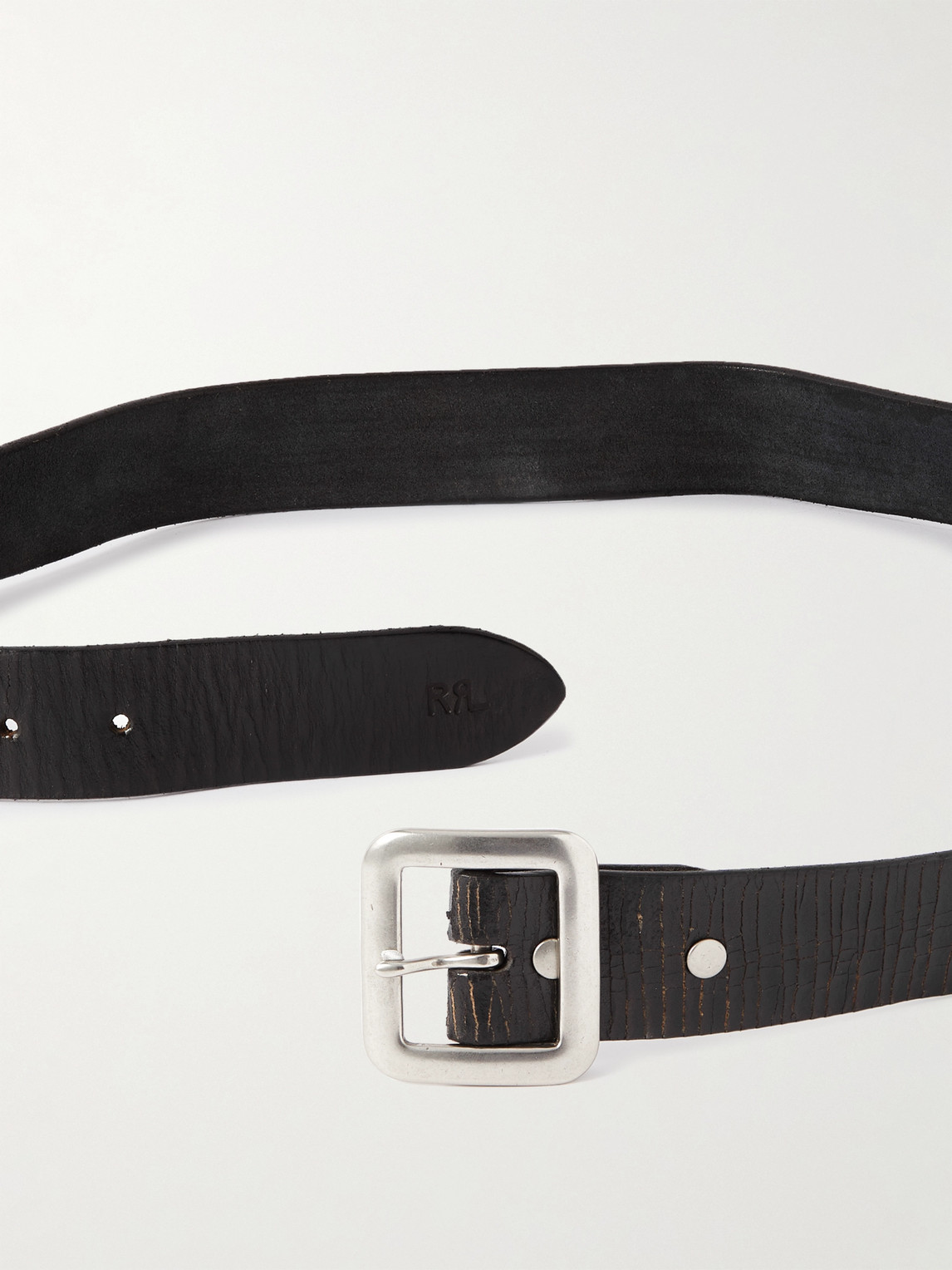 Shop Rrl New Burling 4cm Distressed Leather Belt In Black