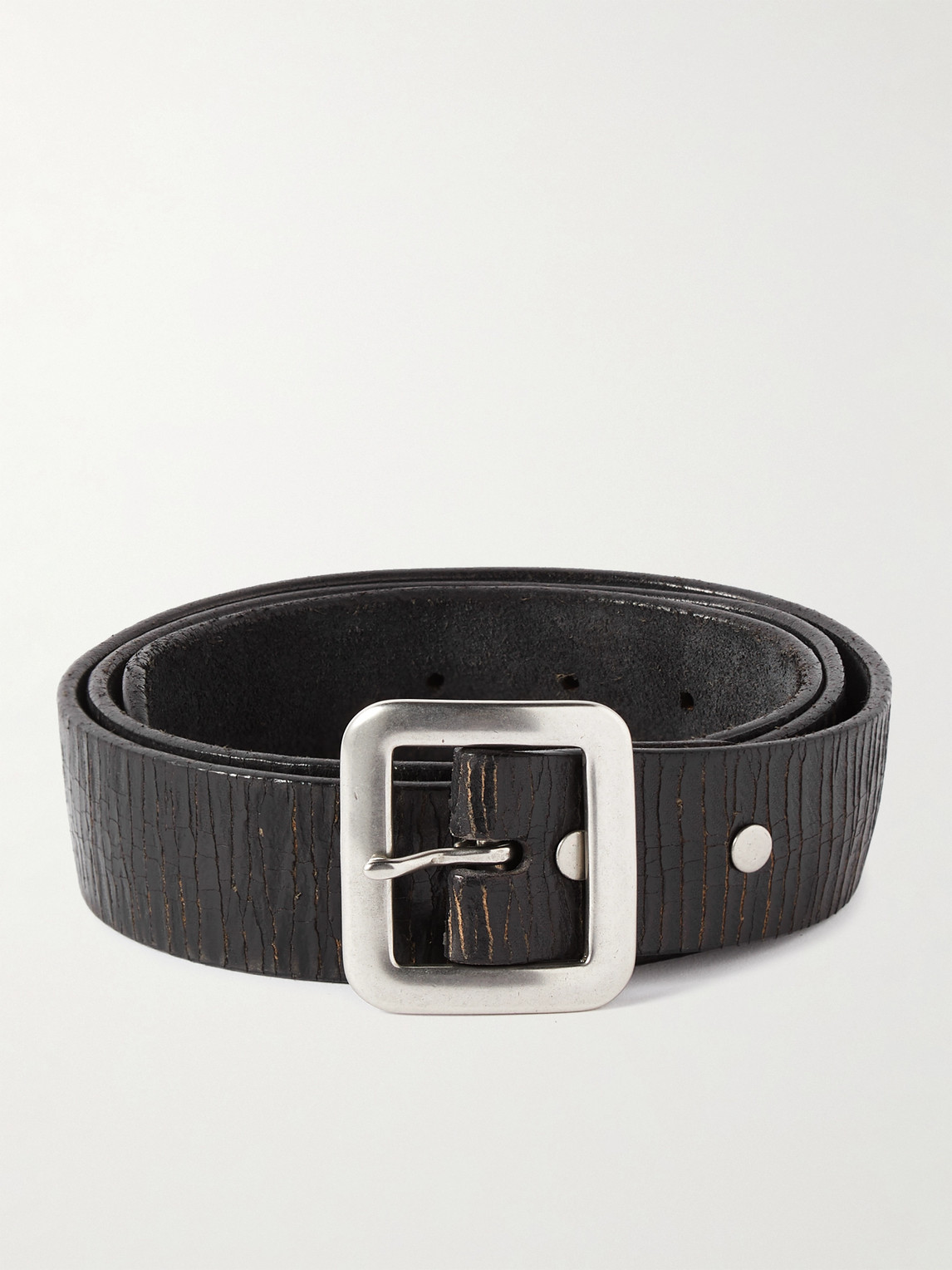 Rrl New Burling 4cm Distressed Leather Belt In Black
