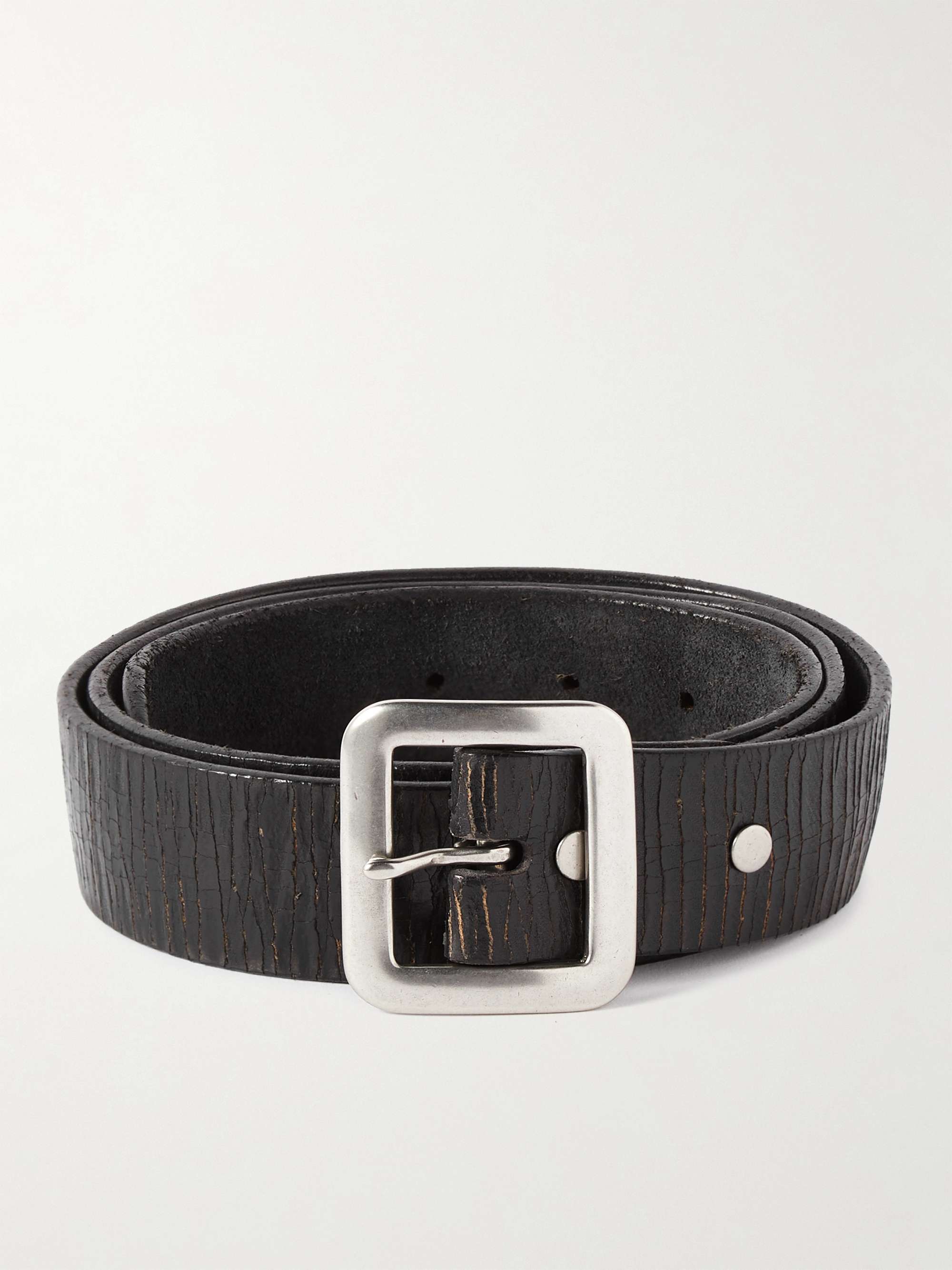 RRL New Burling 4cm Distressed Leather Belt - Men - Black Belts