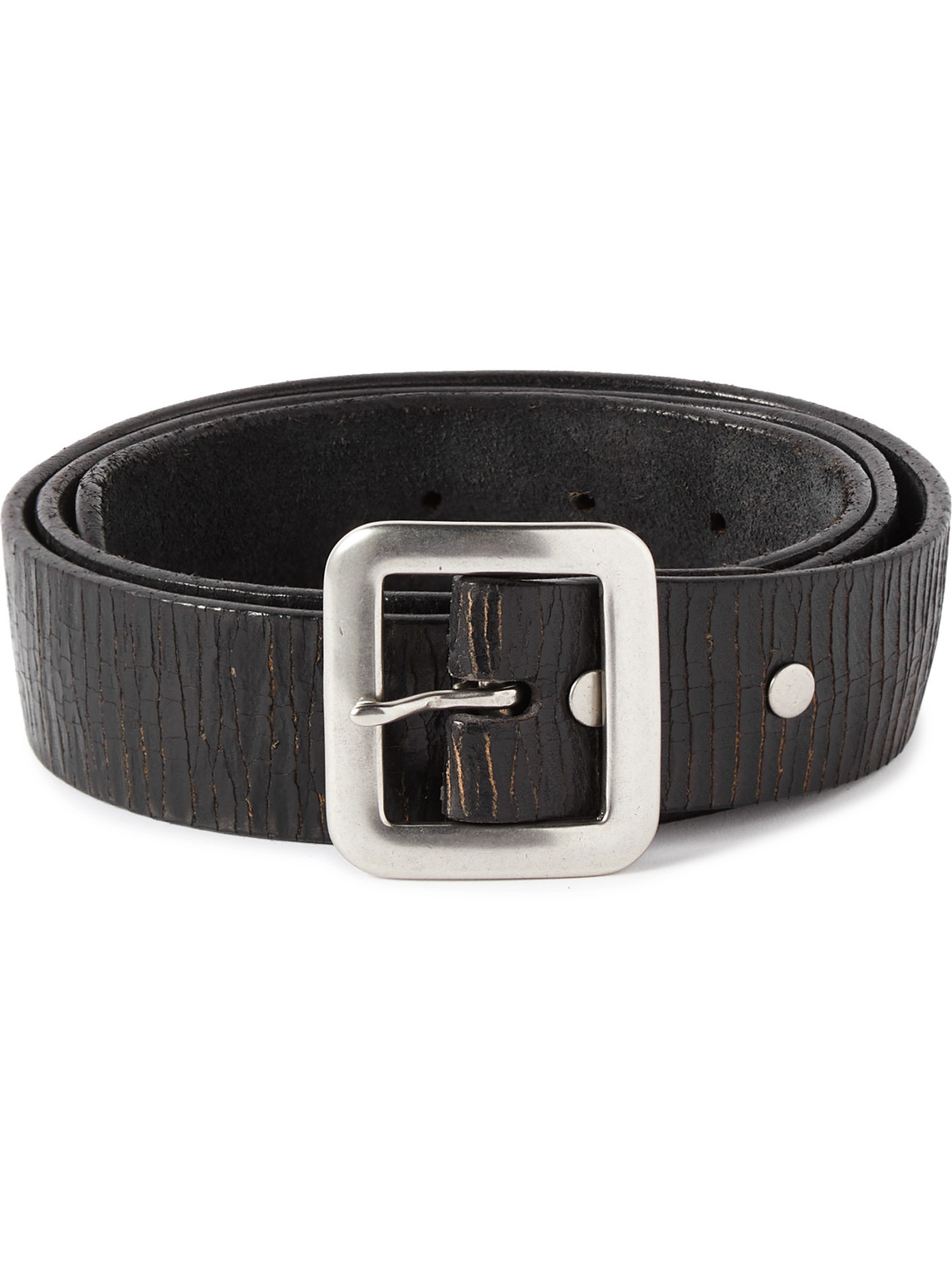 Rrl New Burling 4cm Distressed Leather Belt In Black