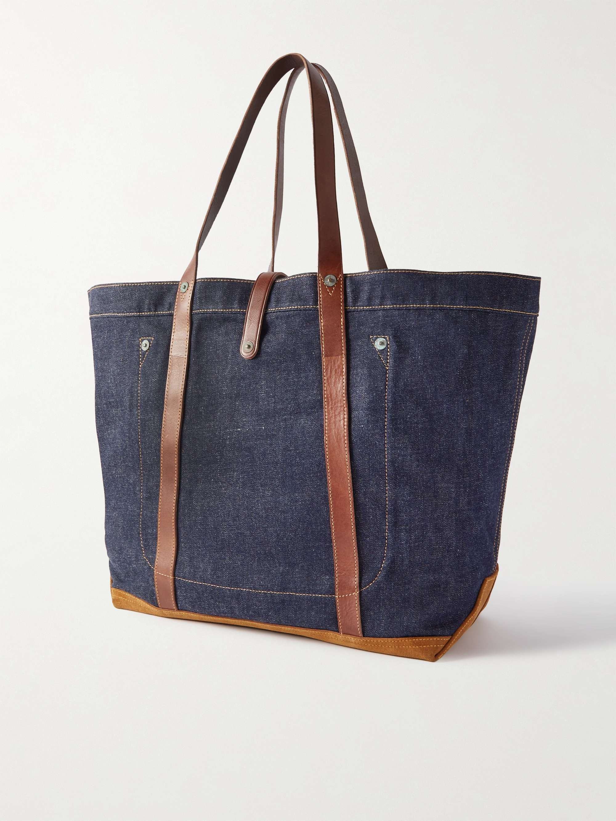 RRL Howard Leather-Trimmed Denim Tote Bag