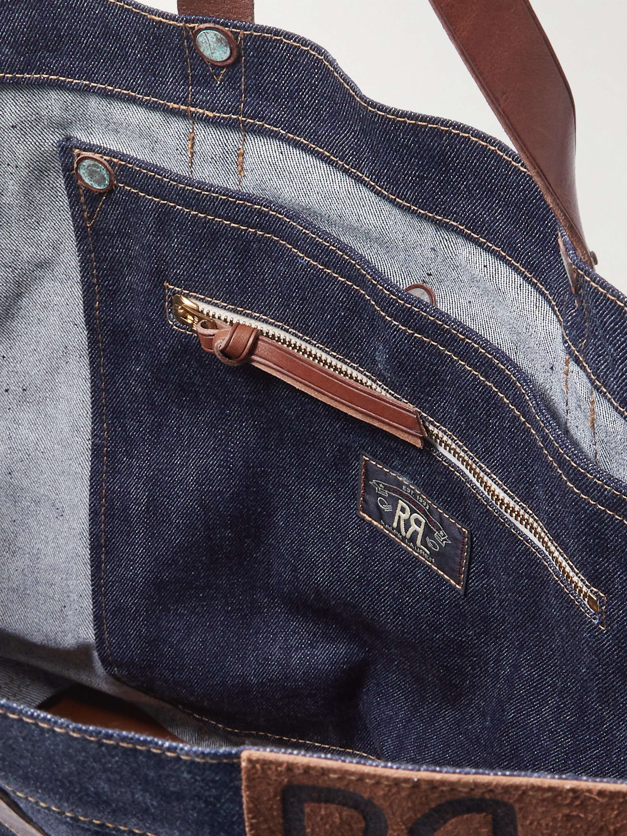 RRL Howard Leather-Trimmed Denim Tote Bag