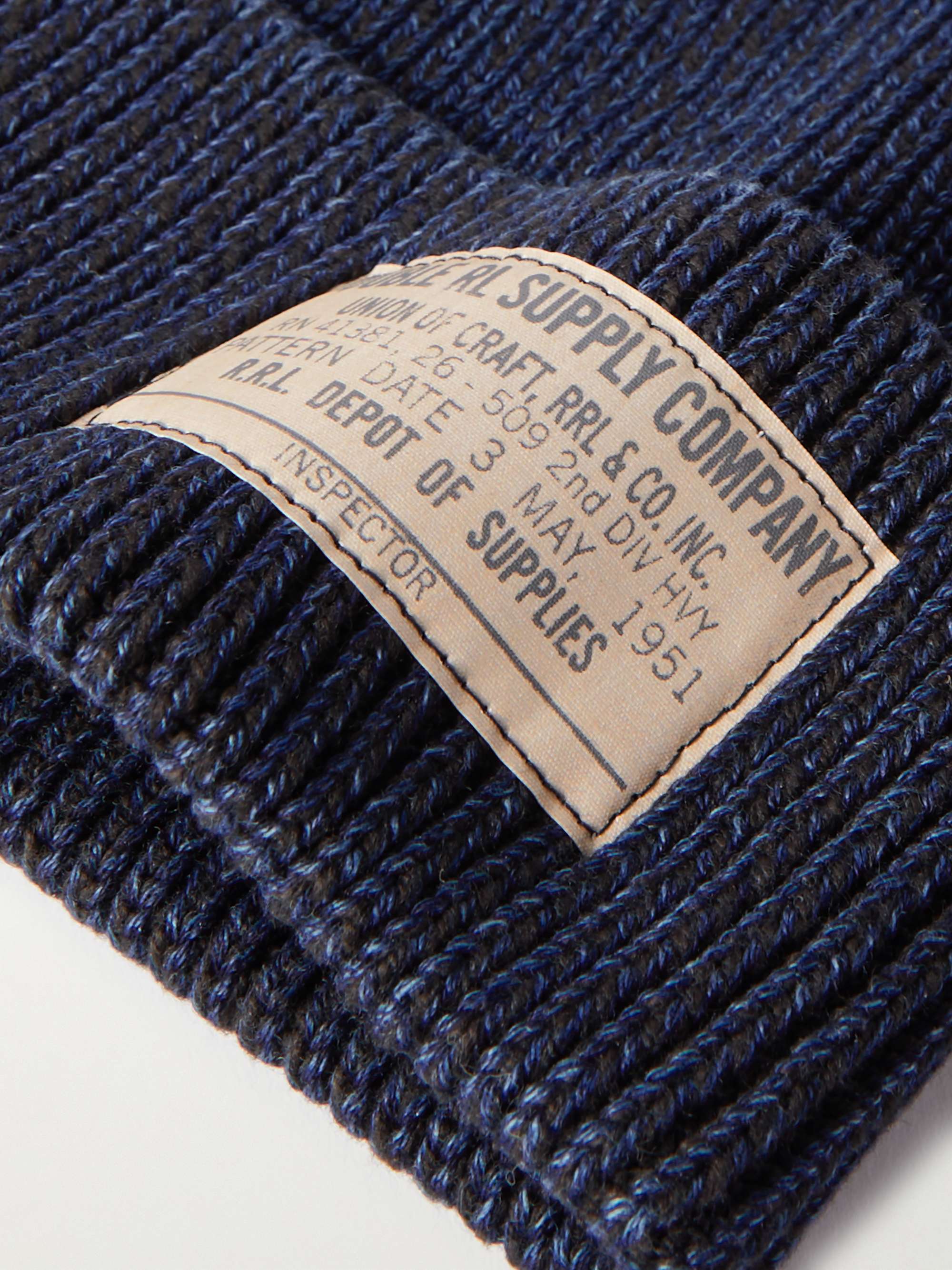 RRL Ribbed Mélange Cotton Beanie