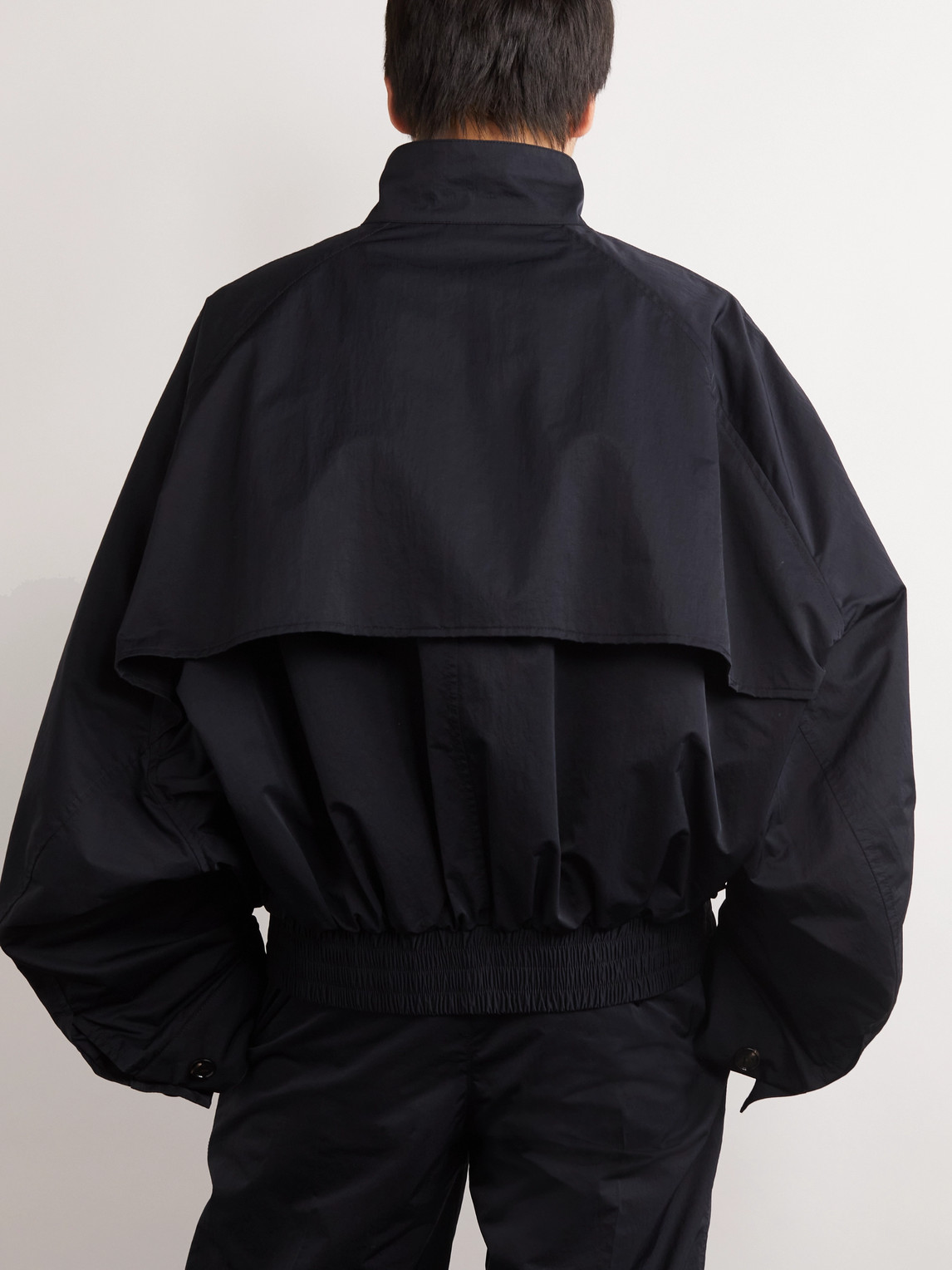Shop Bottega Veneta Shell Bomber Jacket In Black
