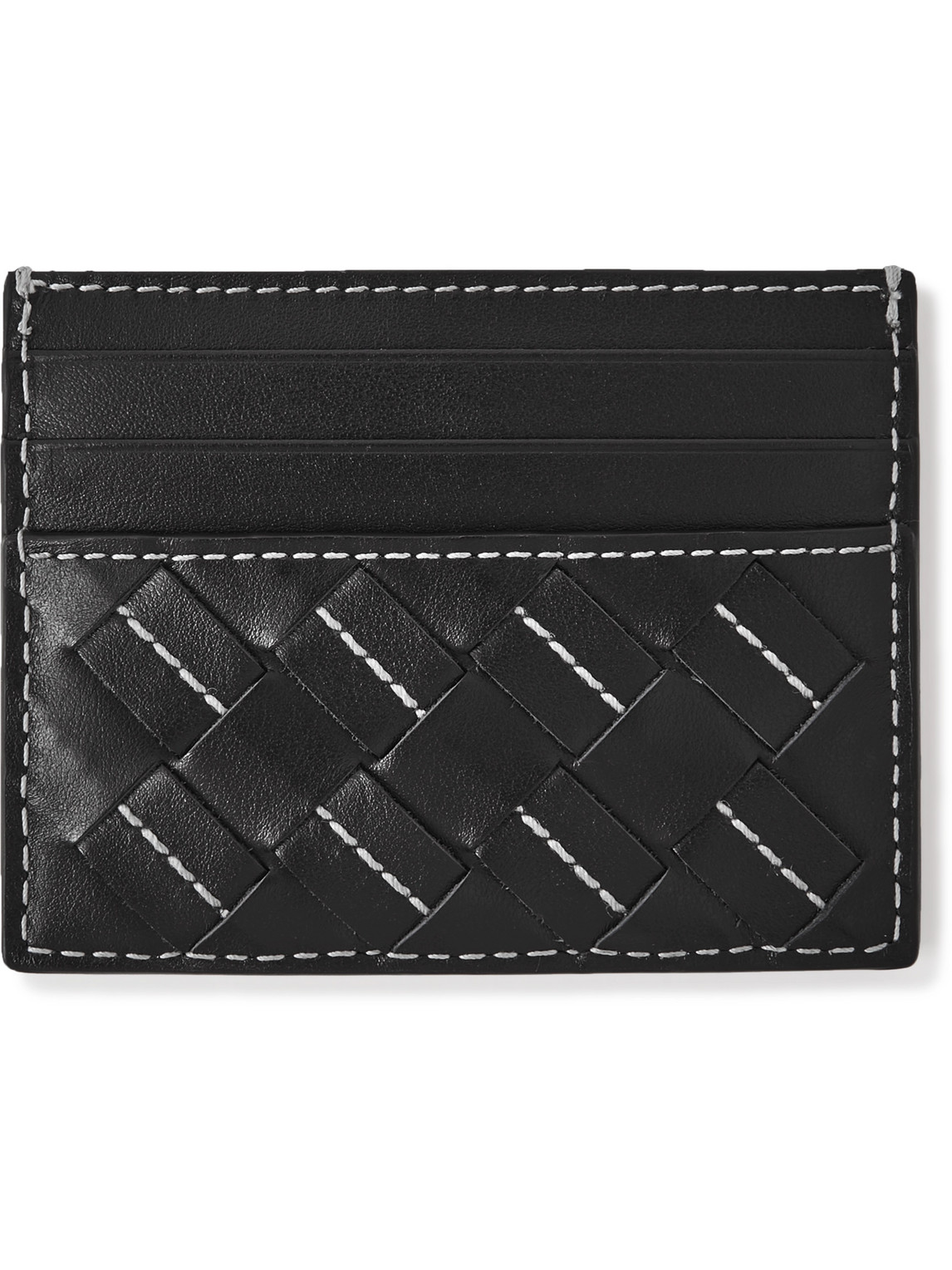 Bottega Veneta Intrecciato Leather Cardholder In Black