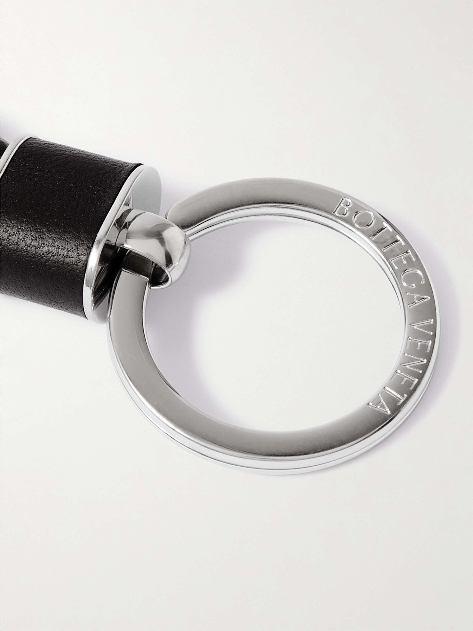 BOTTEGA VENETA Silver-Tone and Braided Leather Key Fob