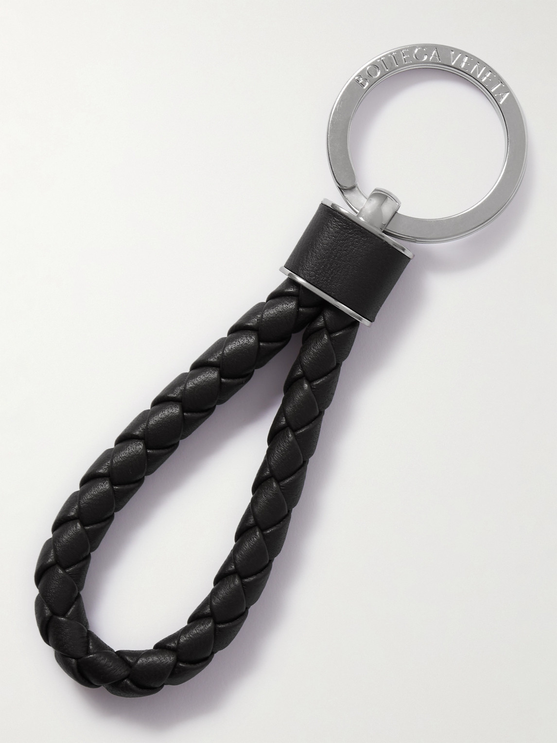 Bottega Veneta Silver-Tone and Braided Leather Key Fob - Men