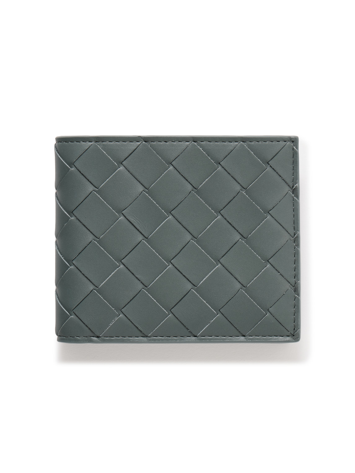 Bottega Veneta Intrecciato Leather Billfold Wallet In Gray