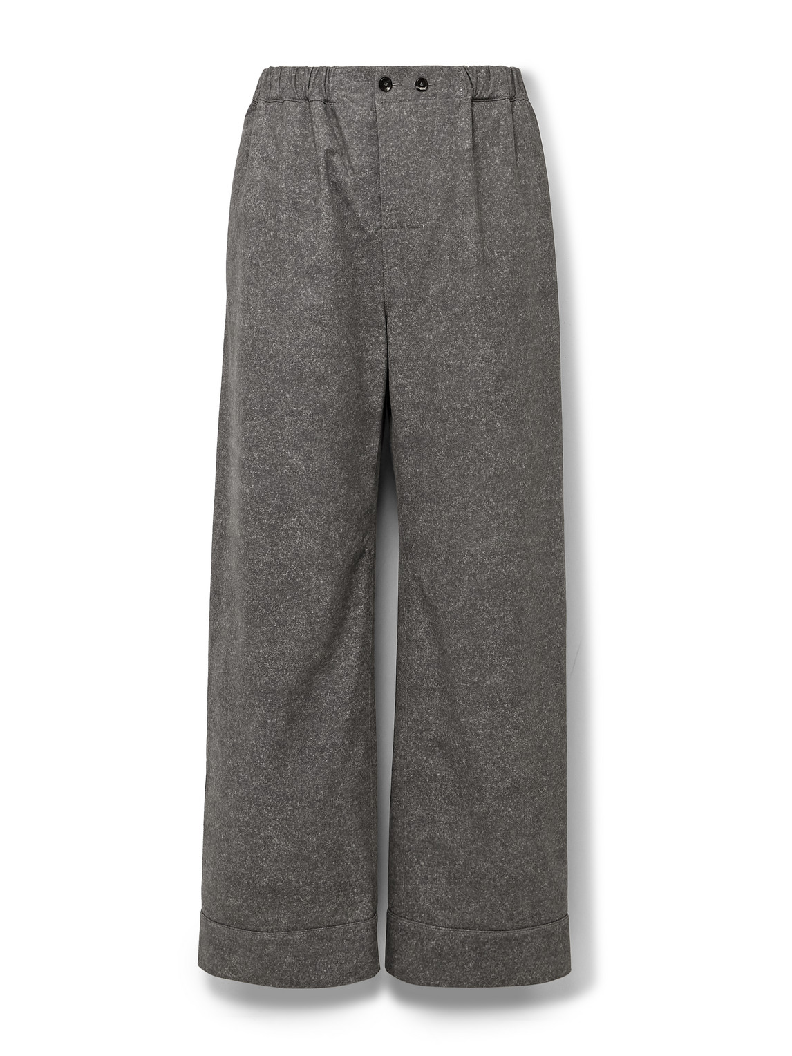 Shop Bottega Veneta Wide-leg Printed Nubuck Trousers In Gray
