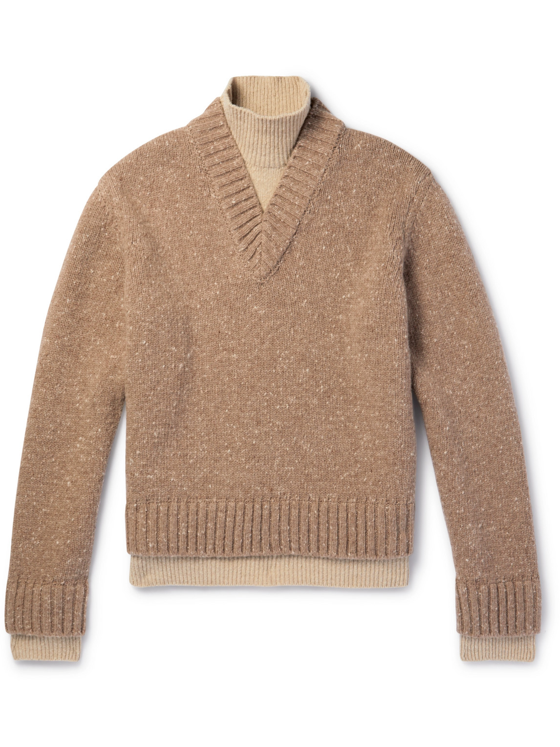 Bottega Veneta Layered Wool Sweater In Neutrals
