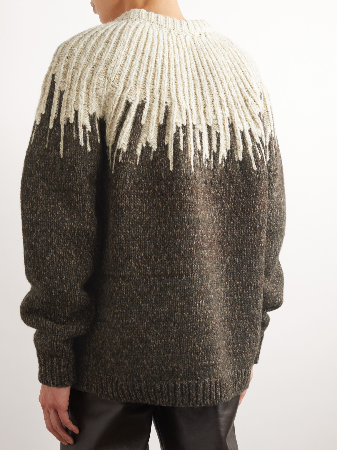Shop Bottega Veneta Jacquard-knit Wool Sweater In Brown
