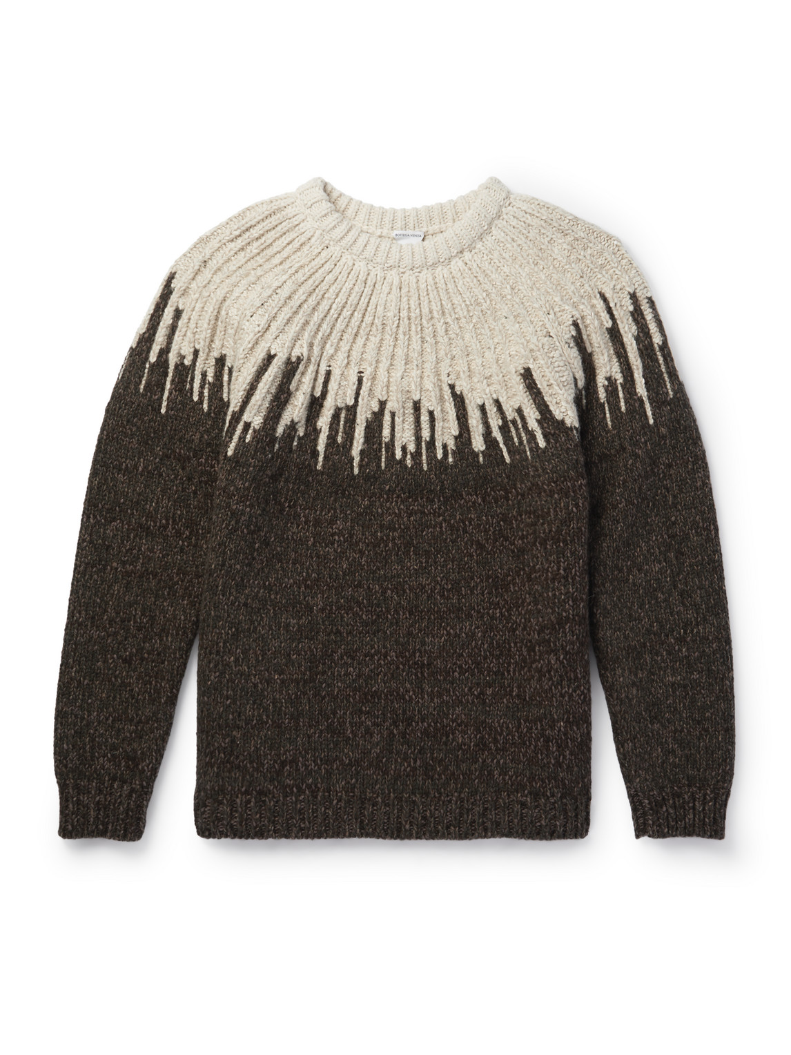 Bottega Veneta Cable-knit Crewneck Sweater In Brown