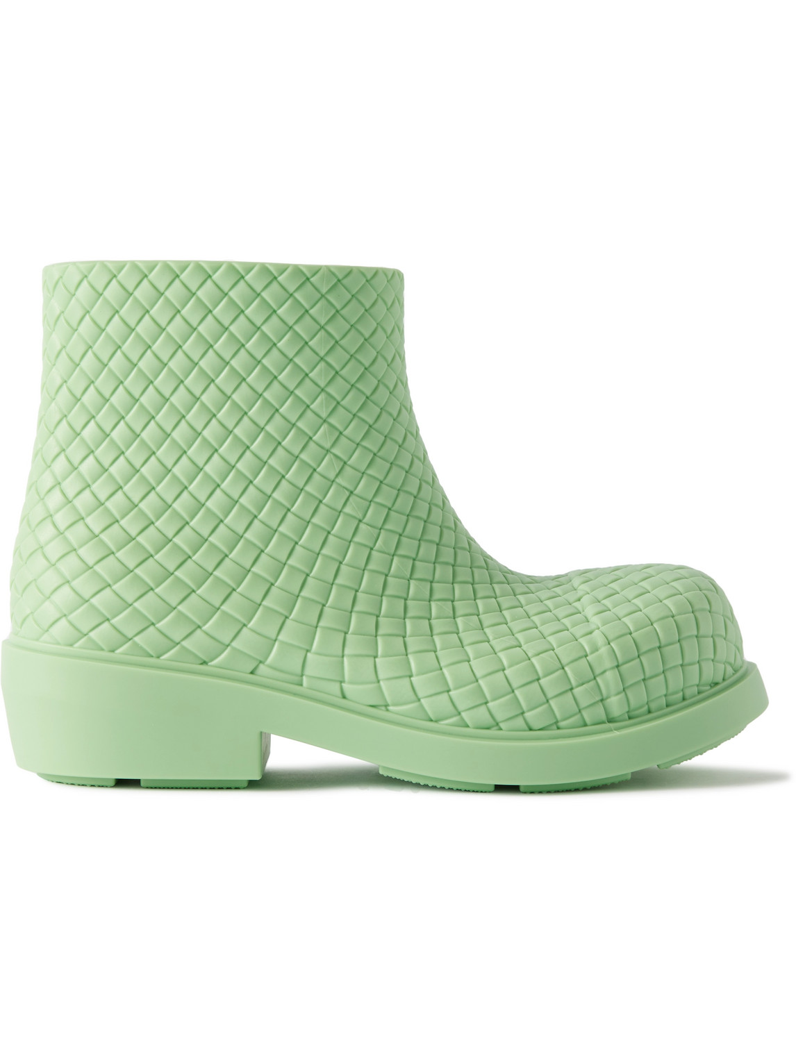 Shop Bottega Veneta Fireman Intrecciato Rubber Boots In Green