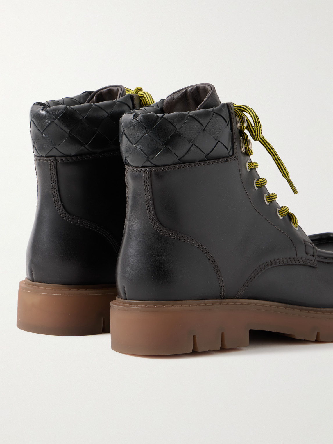 Bottega Veneta Men's Haddock Leather Lace-up Boots In Brown