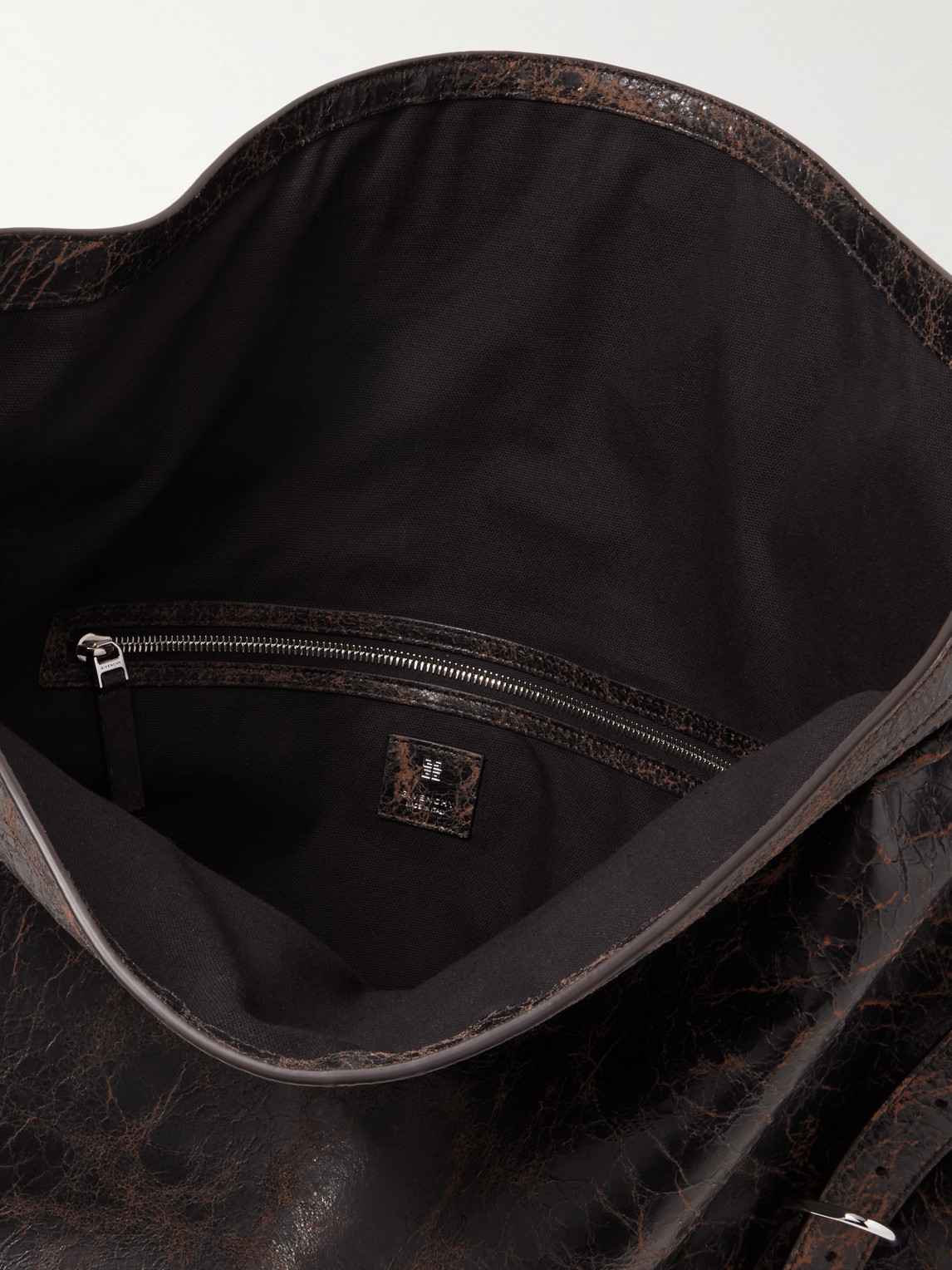 Shop Givenchy Voyou Xl Crackled-leather Messenger Bag In Black
