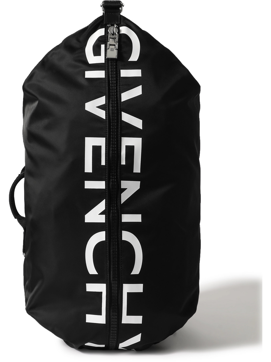 Givenchy G-zip Leather-trimmed Logo-print Shell Backpack In Black