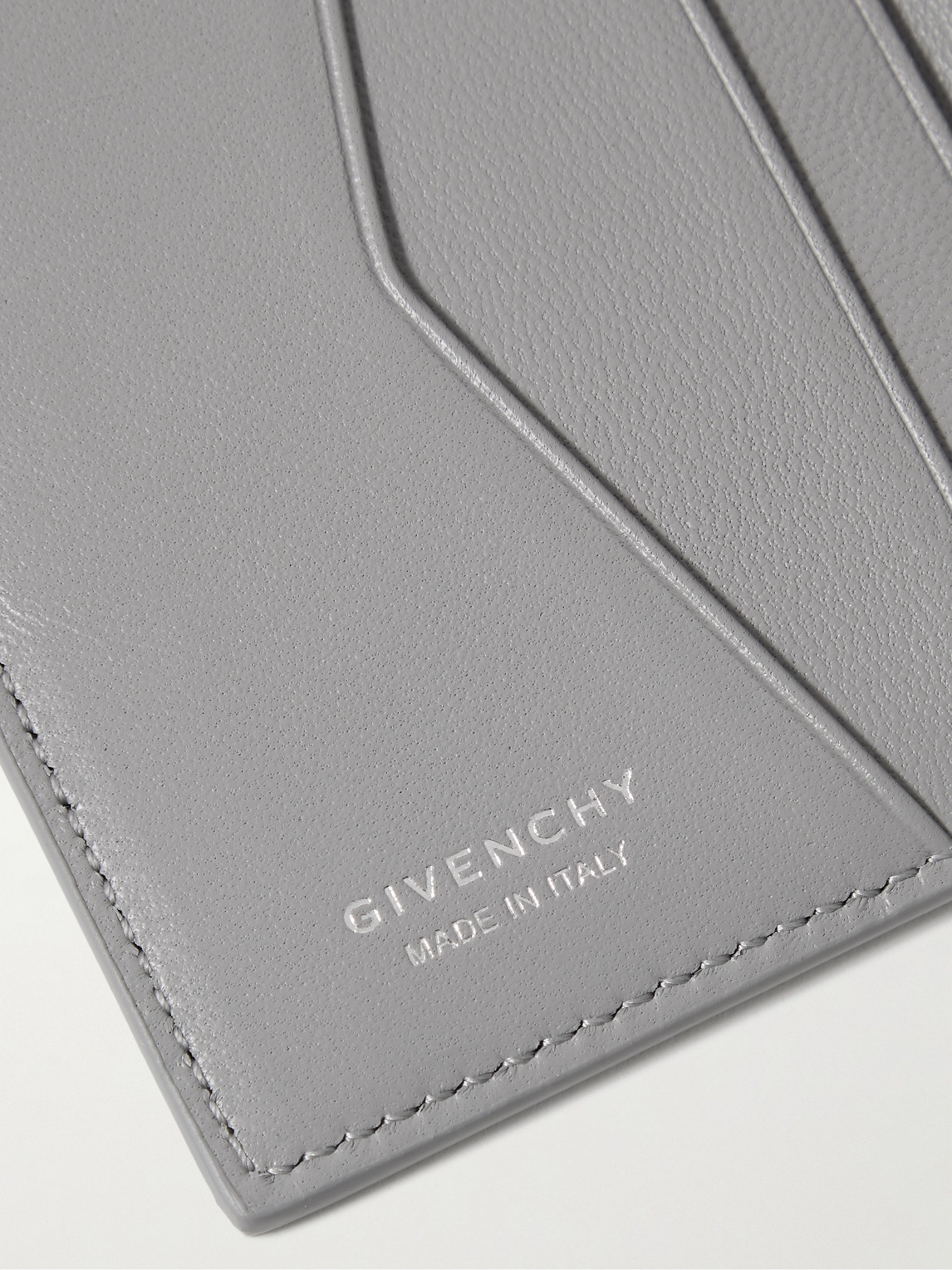 Shop Givenchy Appliquéd Logo-embossed Leather Bilfold Cardholder In Gray