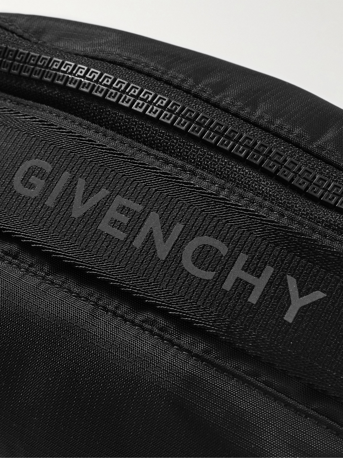 Shop Givenchy G-trek Logo-appliquéd Webbing-trimmed Ripstop Belt Bag In Black