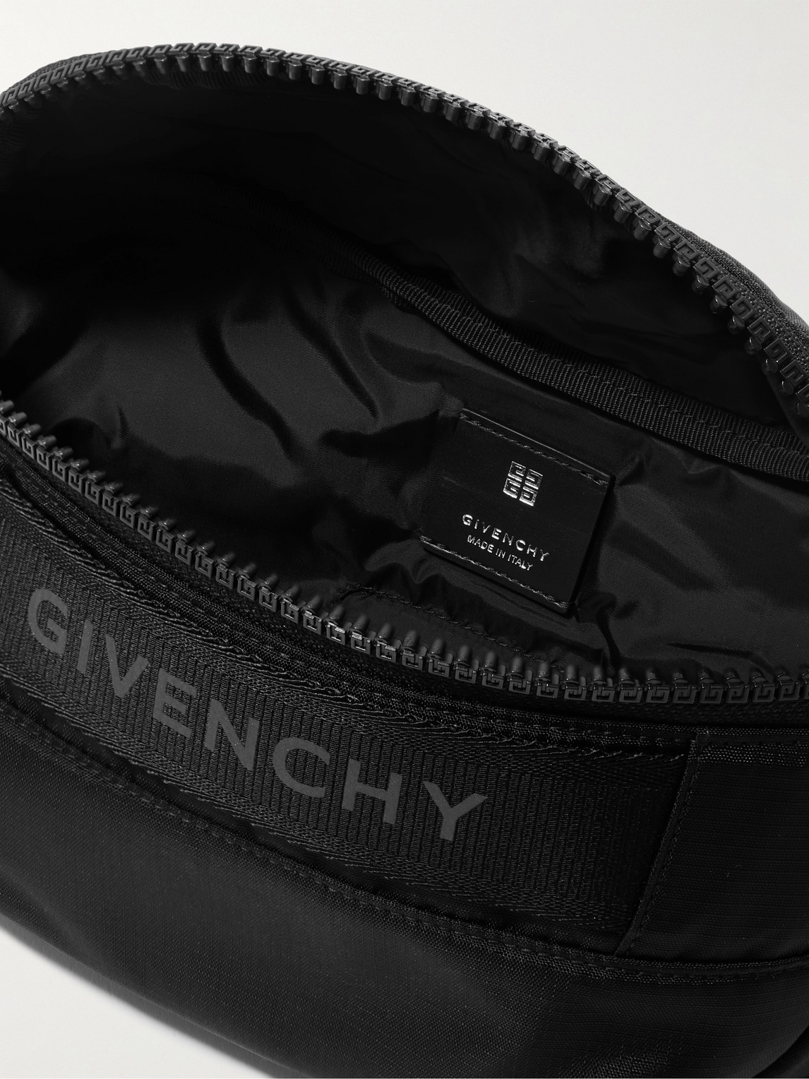 Shop Givenchy G-trek Logo-appliquéd Webbing-trimmed Ripstop Belt Bag In Black
