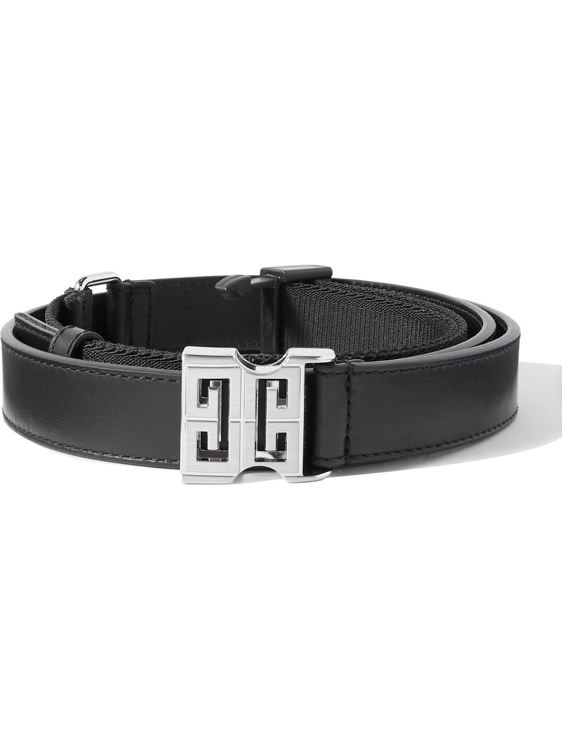 Givenchy 4g 4cm Leather And Canvas Belt In Black