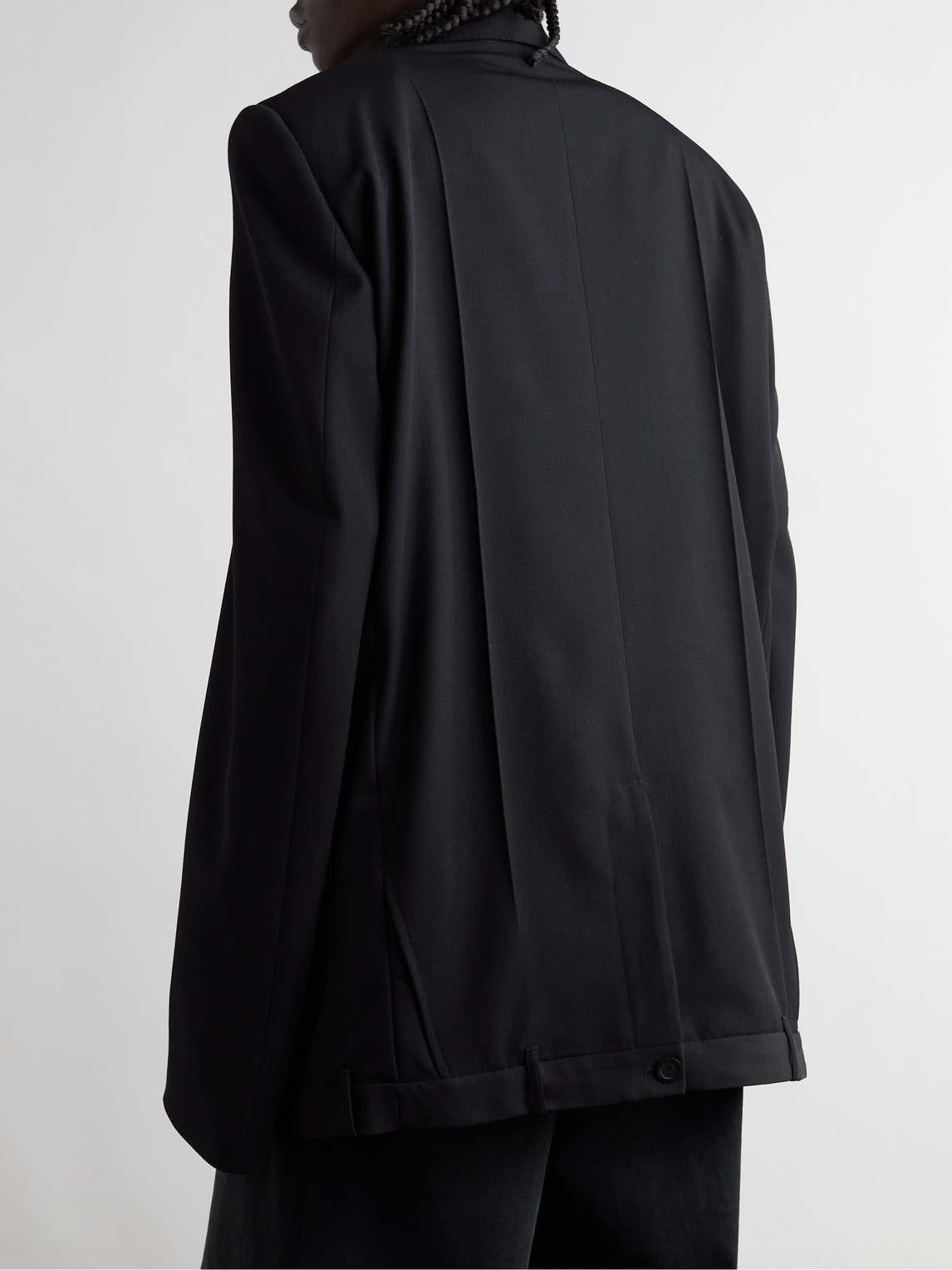Shop Balenciaga Oversized Double-breasted Wool-twill Blazer In Black