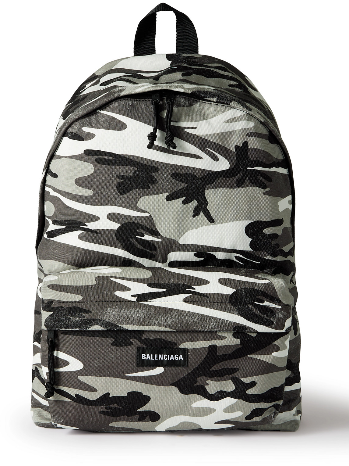Balenciaga Explorer Distressed Camouflage-print Canvas Backpack In Gray
