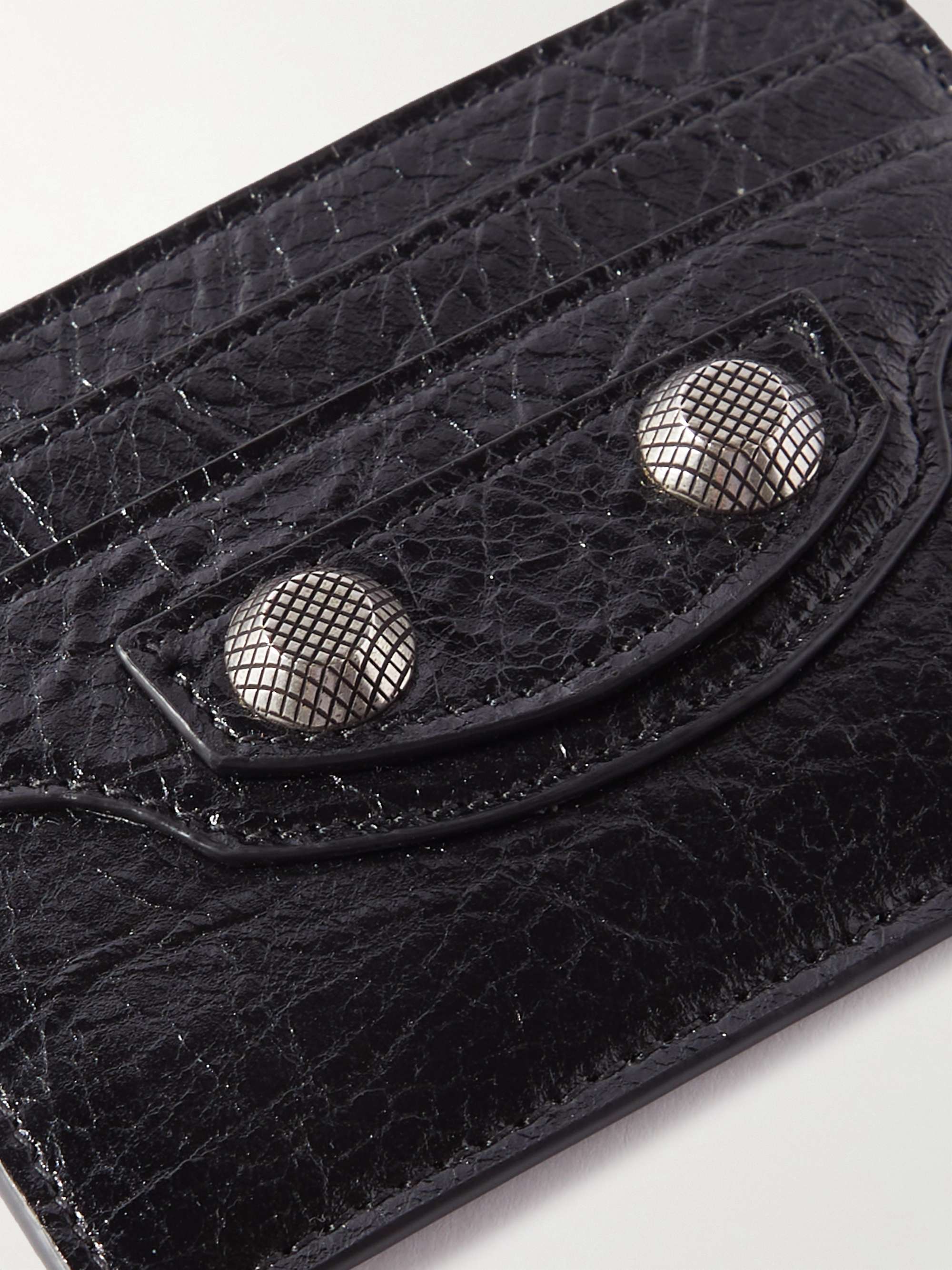 BALENCIAGA Le Cagole Embellished Cracked-Leather Cardholder