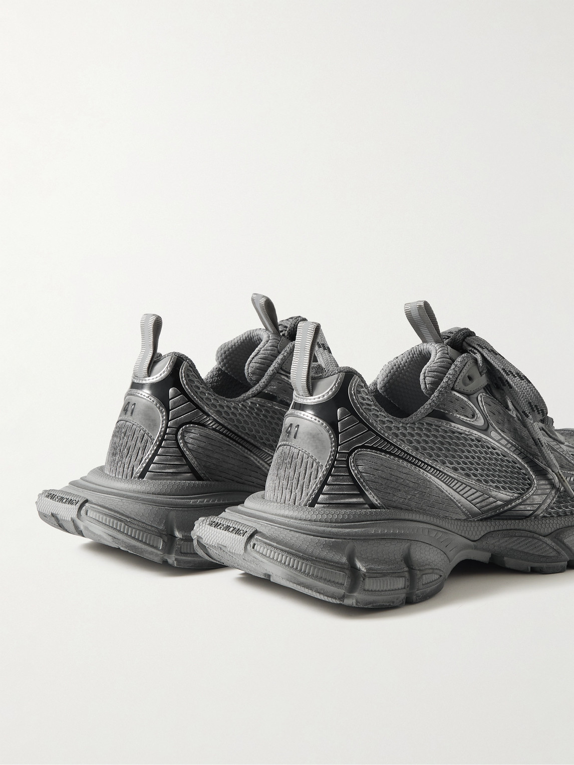 Shop Balenciaga 3xl Distressed Mesh And Rubber Sneakers In Gray