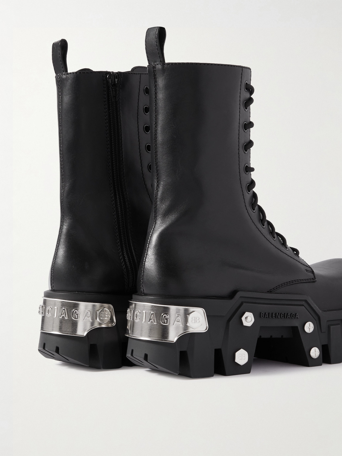 Balenciaga Bulldozer Platform Leather Boots In Black