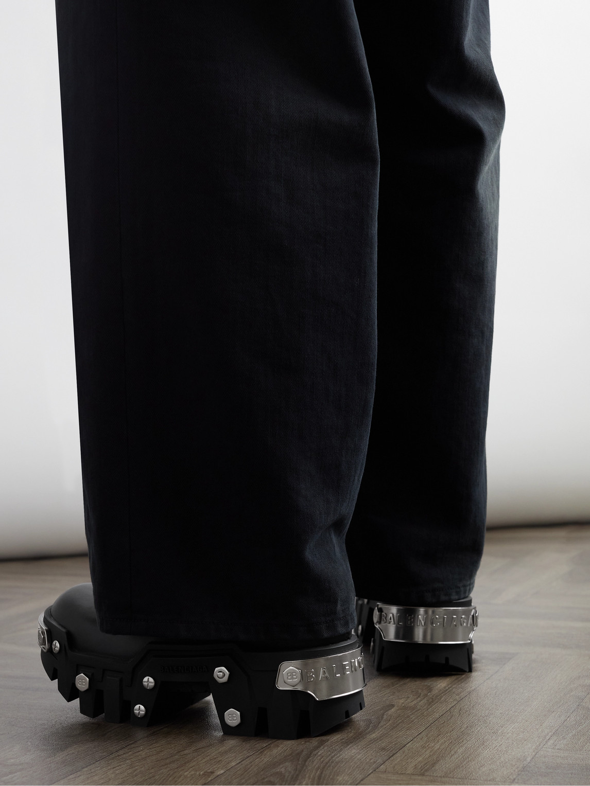 Balenciaga Bulldozer Platform Leather Boots In Black