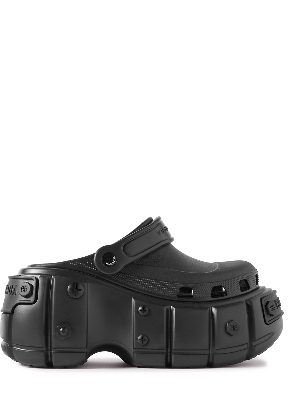 Balenciaga Rubber Platform Sandals In Black