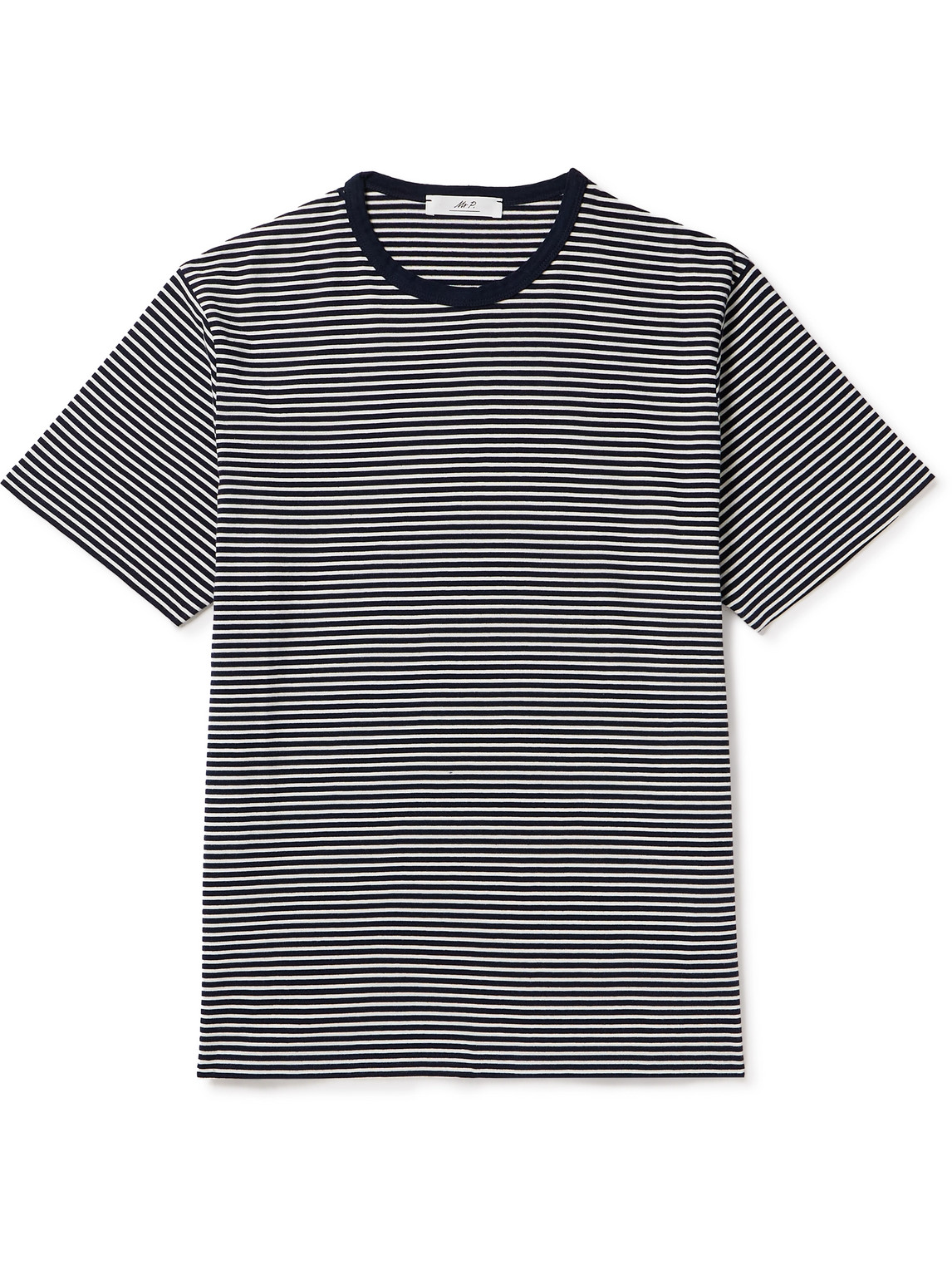 Mr P Striped Cotton-jersey T-shirt In Blue