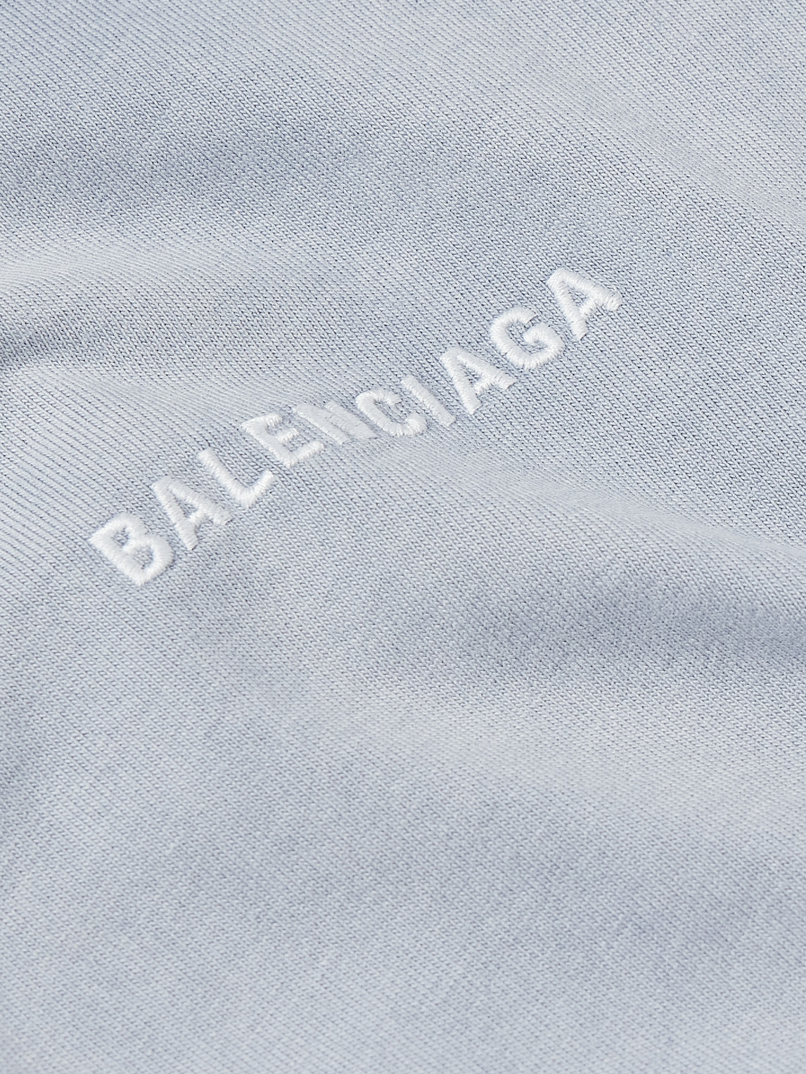 Shop Balenciaga Logo-embroidered Cotton-jersey T-shirt In Blue