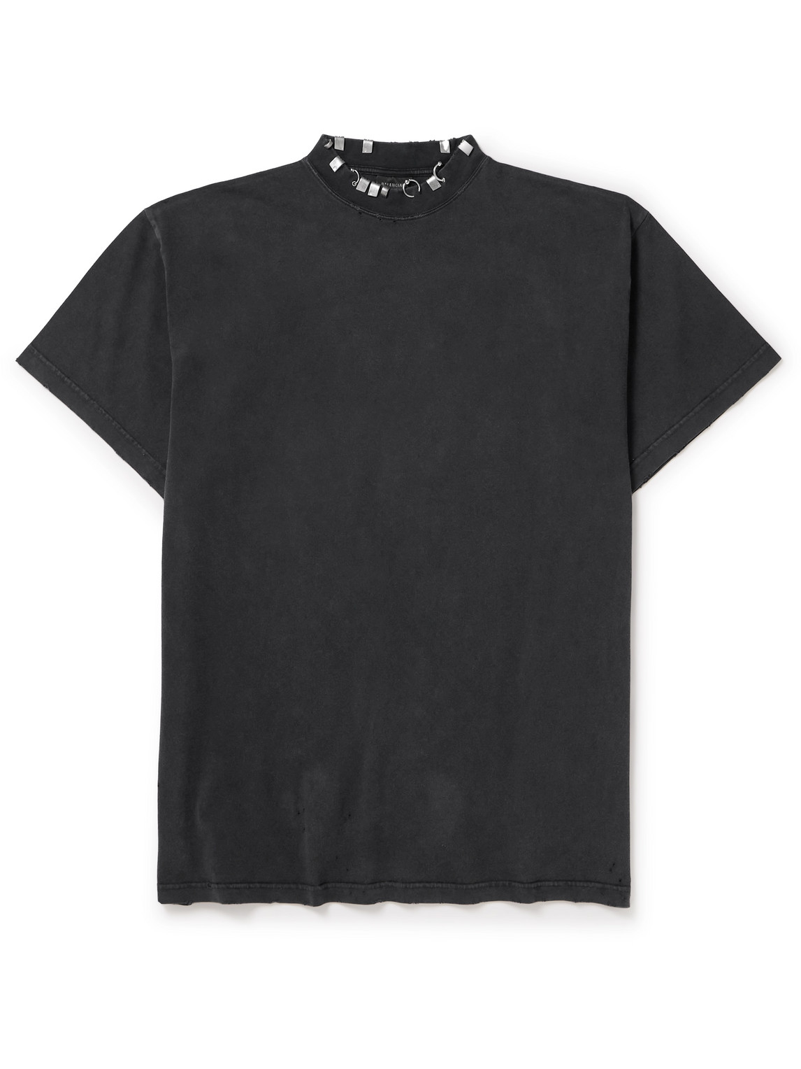 Balenciaga Oversized Embellished Cotton-jersey T-shirt In Black