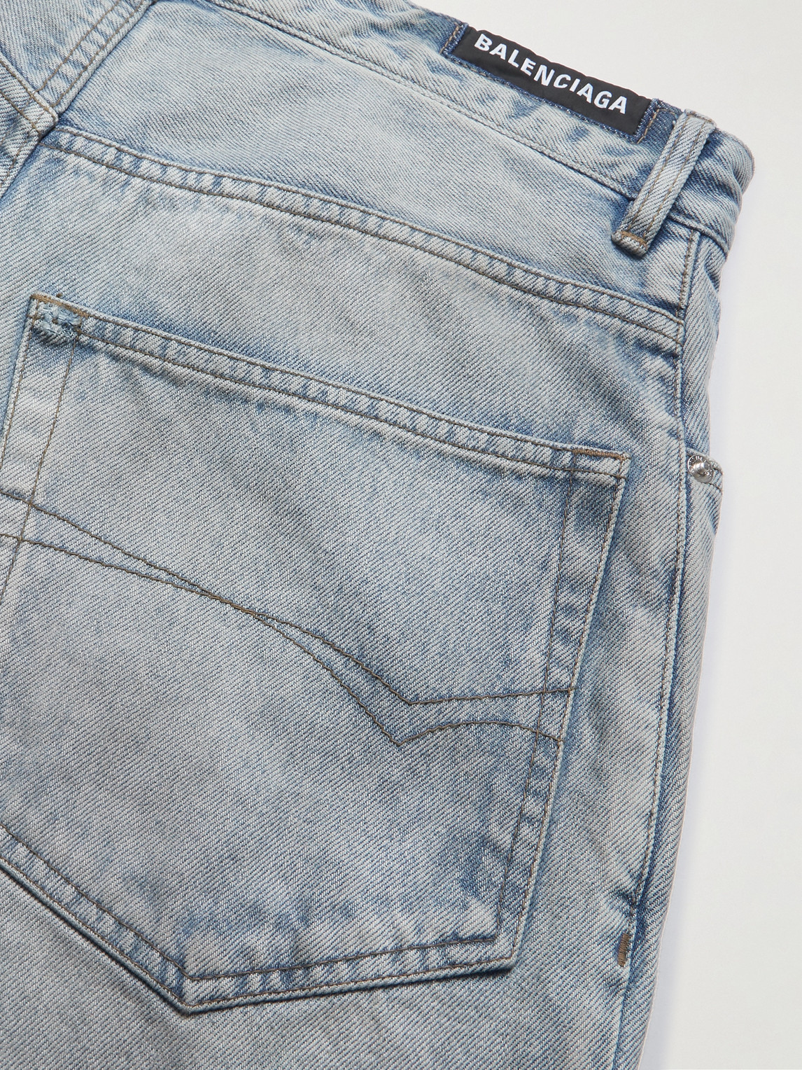Balenciaga Distressed Wide-leg Jeans In Blue