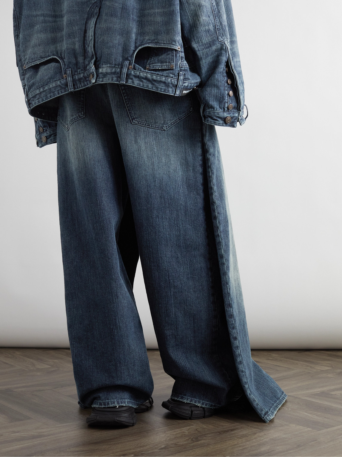 Shop Balenciaga Layered Wide-leg Jeans In Blue