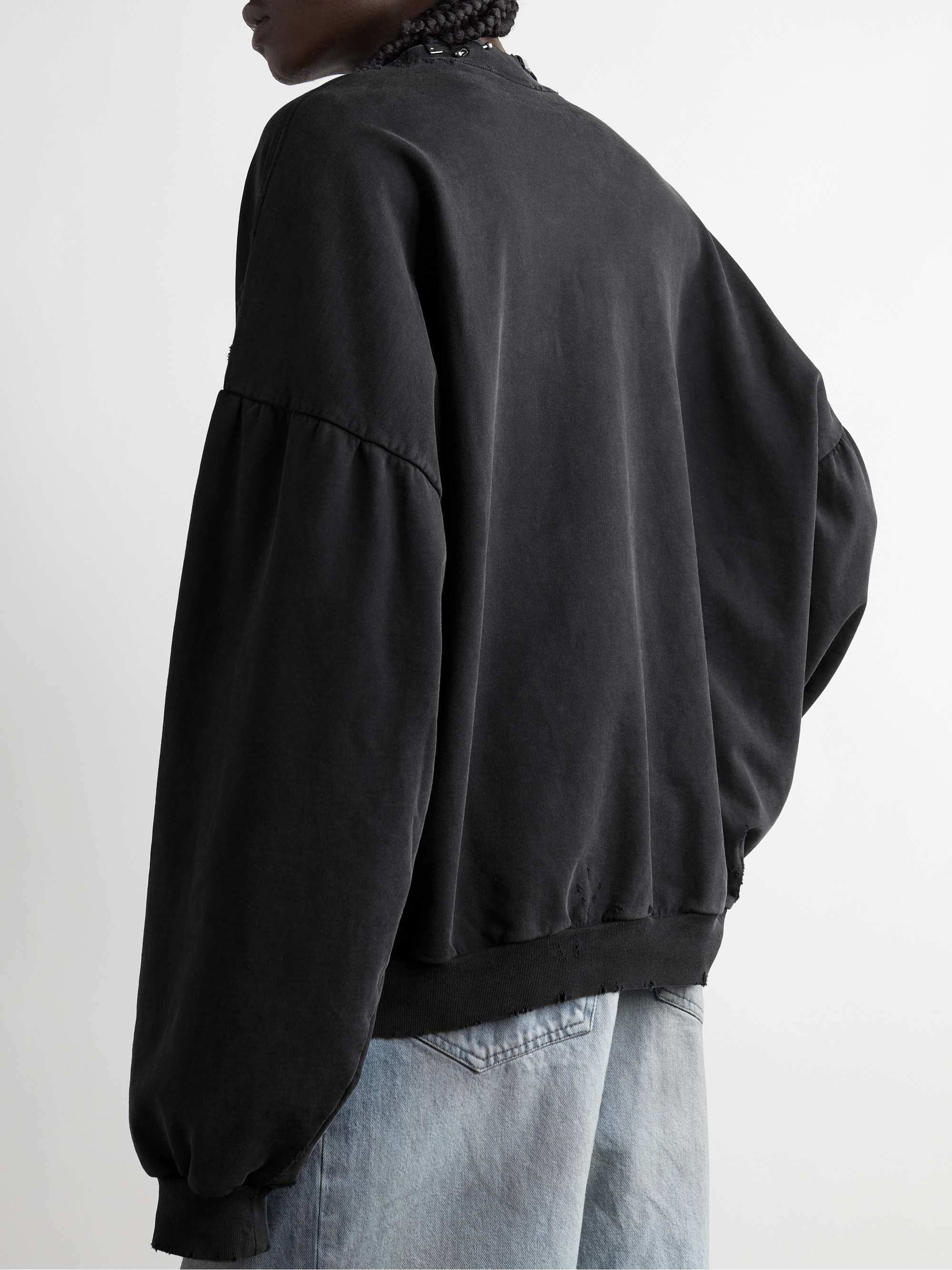 BALENCIAGA コットンジャージー スウェットシャツ ダメージ加工