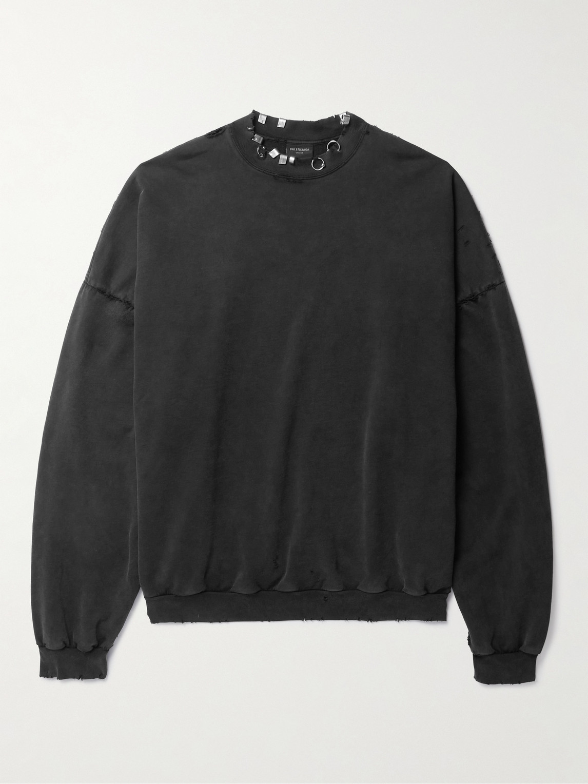 Balenciaga Pierced Embellished Distressed Cotton-Jersey Sweatshirt - Men