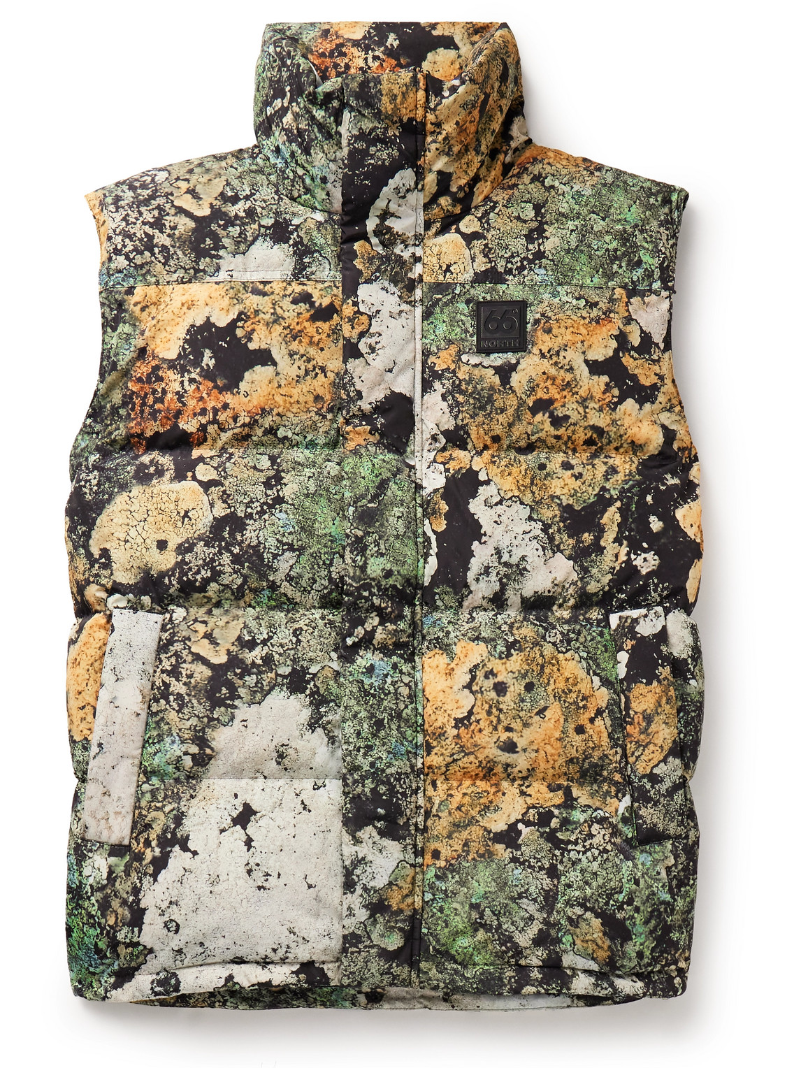 Shop 66 North Dyngja Logo-appliquéd Quilted Printed Recycled-shell Down Gilet In Green