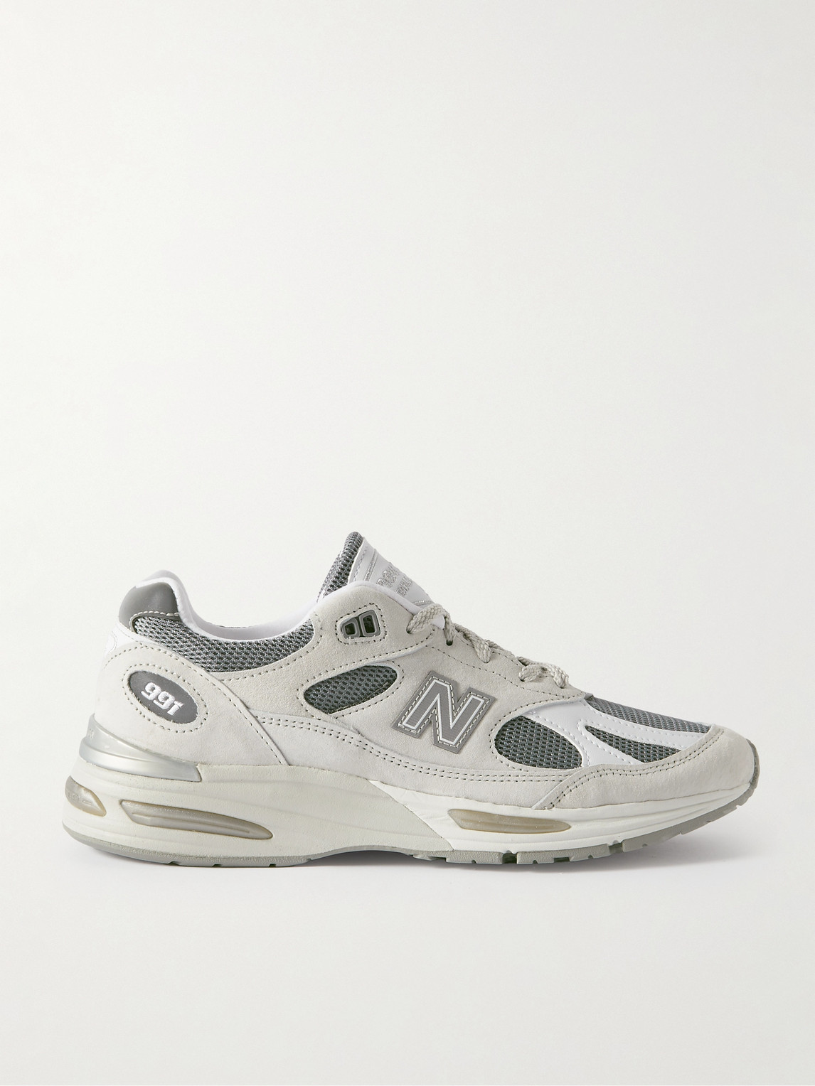 991v2 Logo-Embroidered Mesh-Trimmed Suede Sneakers