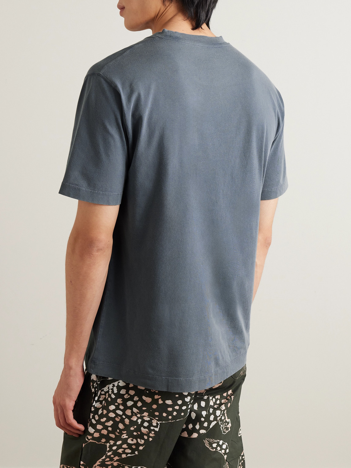 Shop Desmond & Dempsey Embroidered Cotton-jersey Pyjama T-shirt In Gray