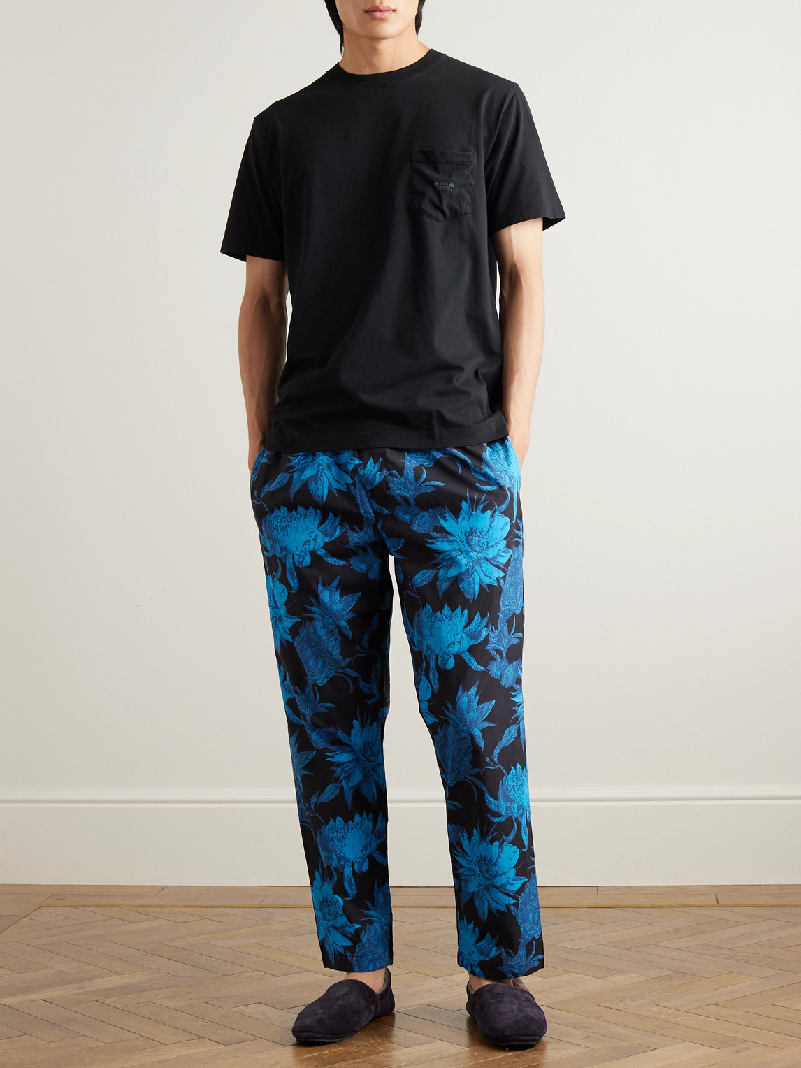 Shop Desmond & Dempsey Logo-print Cotton-jersey Pyjama T-shirt In Black