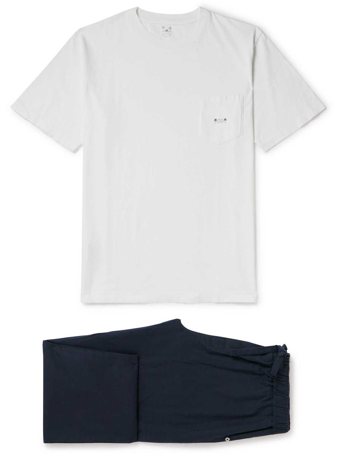 Desmond & Dempsey Logo-print Cotton-jersey Pyjama Set In White