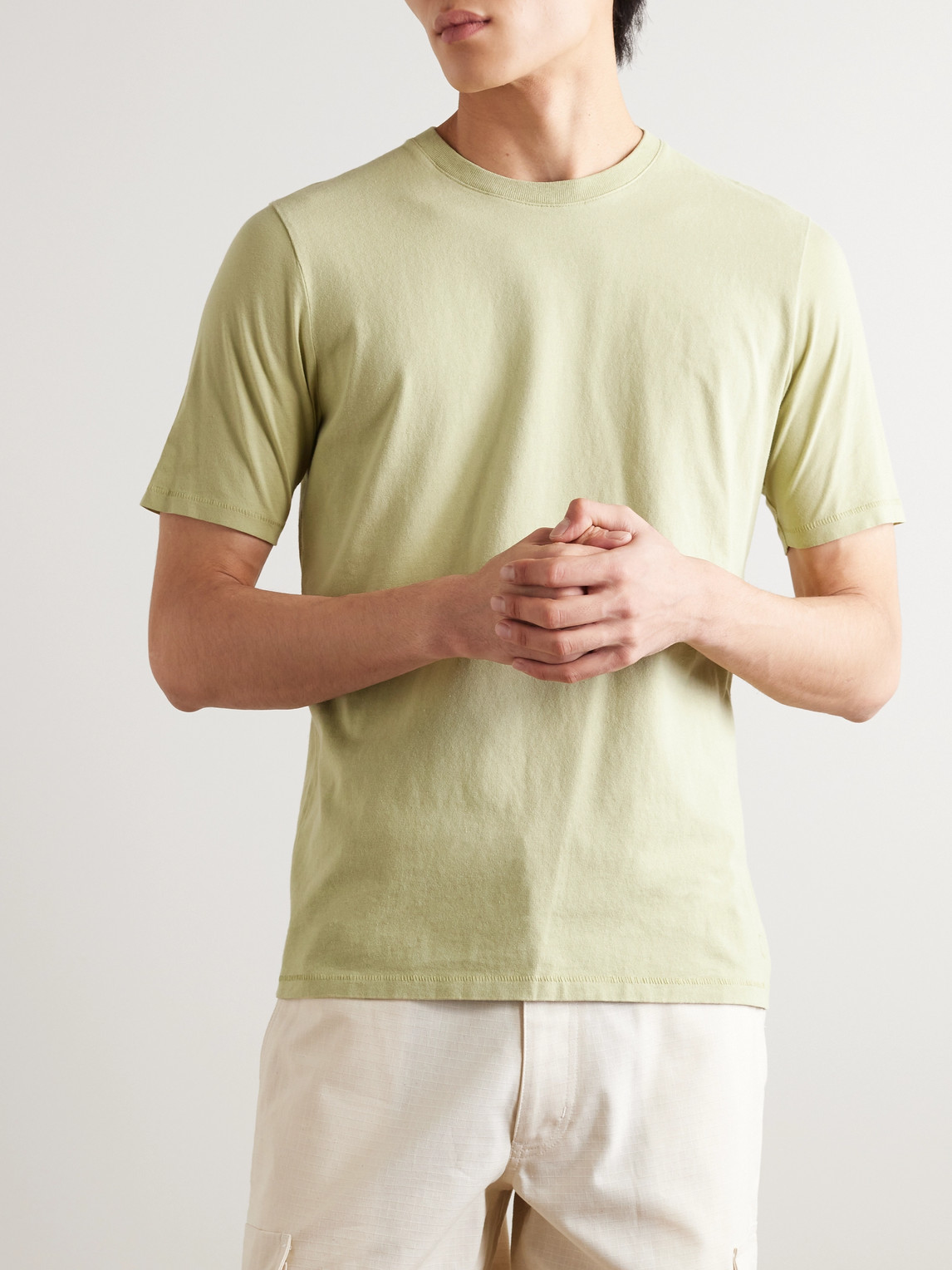 Shop Folk Garment-dyed Cotton-jersey T-shirt In Green