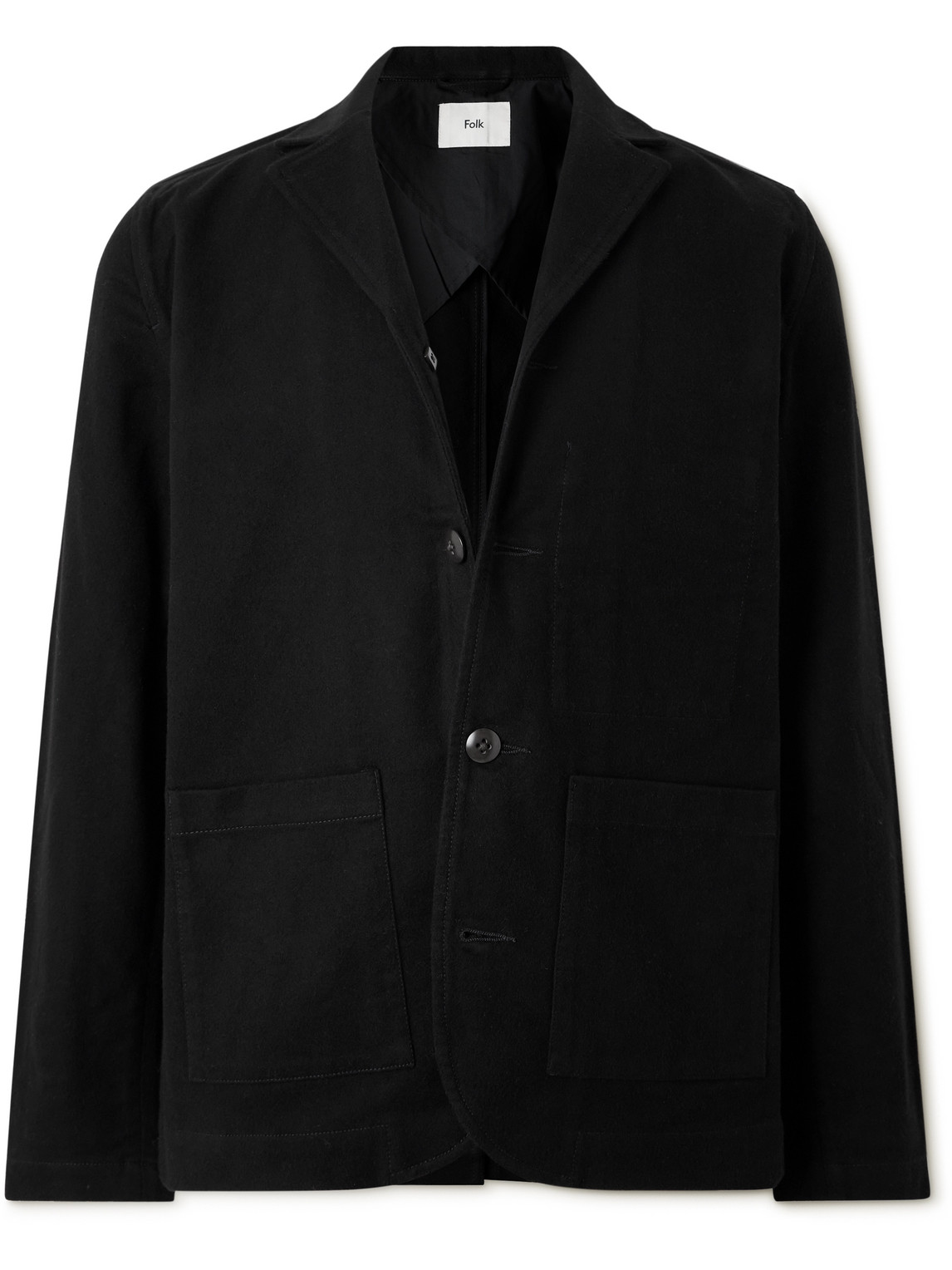 Folk Patch Cotton-moleskin Jacket In Black