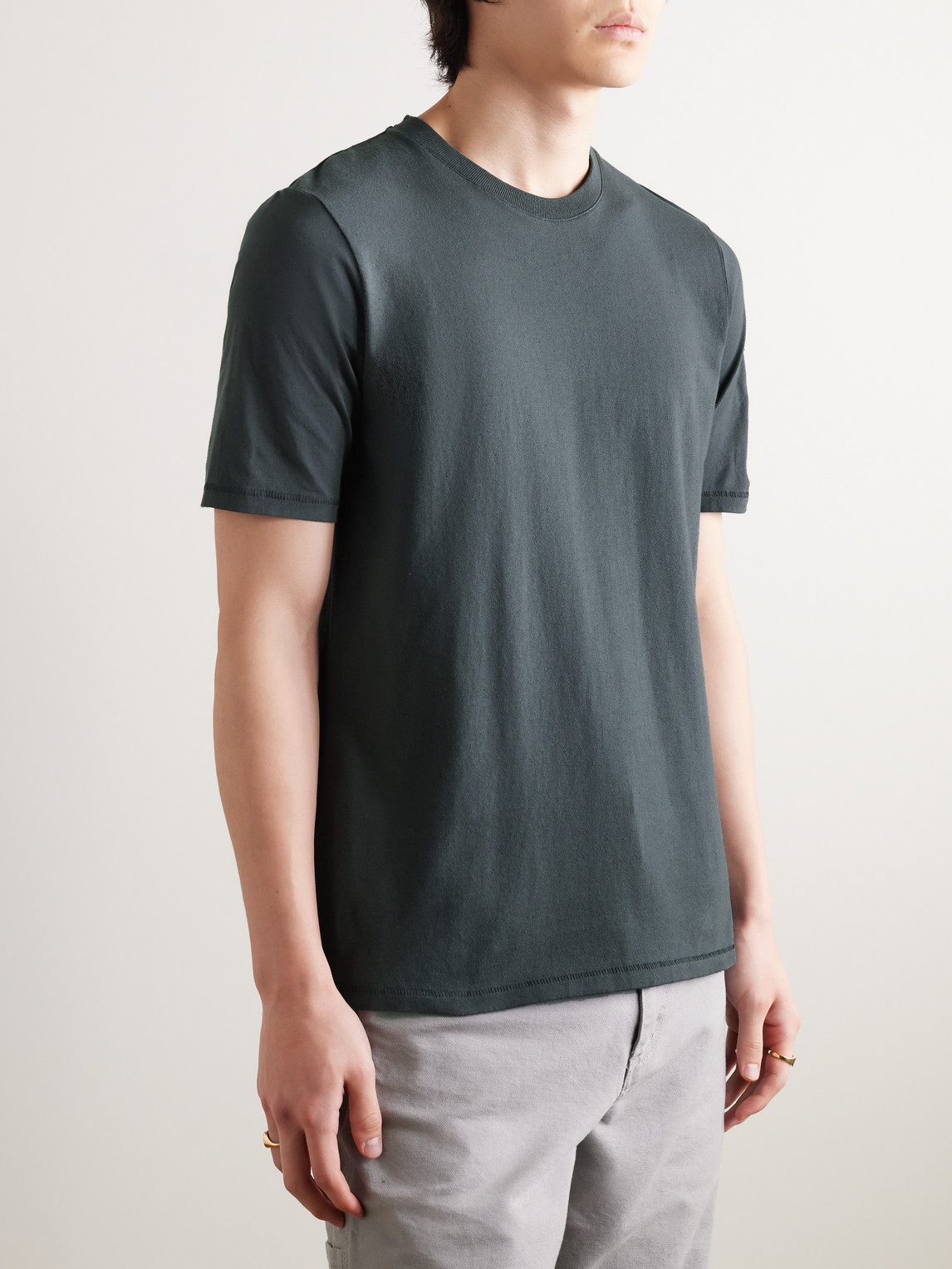 Shop Folk Garment-dyed Cotton-jersey T-shirt In Gray