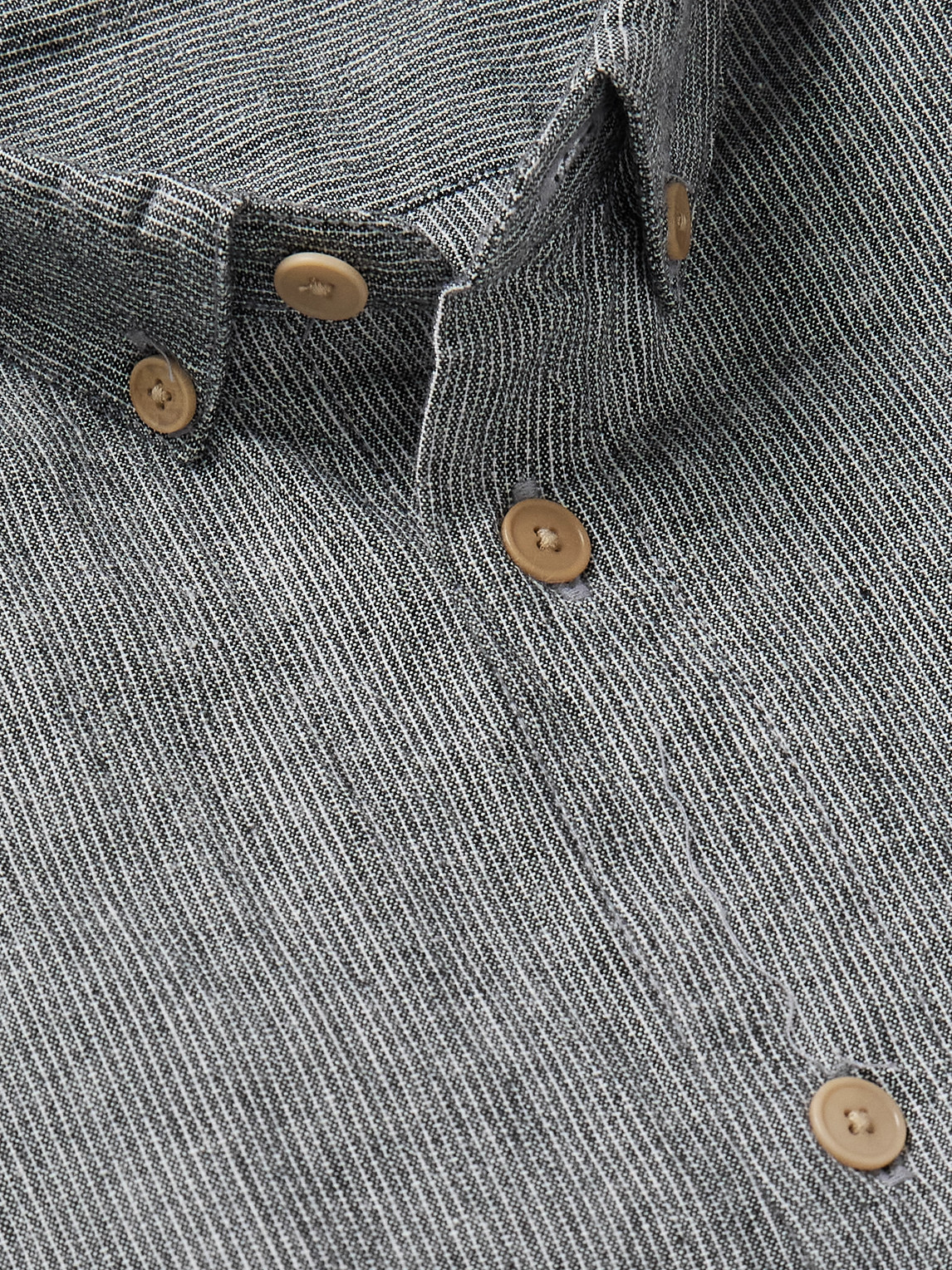 Shop Folk Button-down Collar Pinstriped Cotton And Linen-blend Shirt In Black