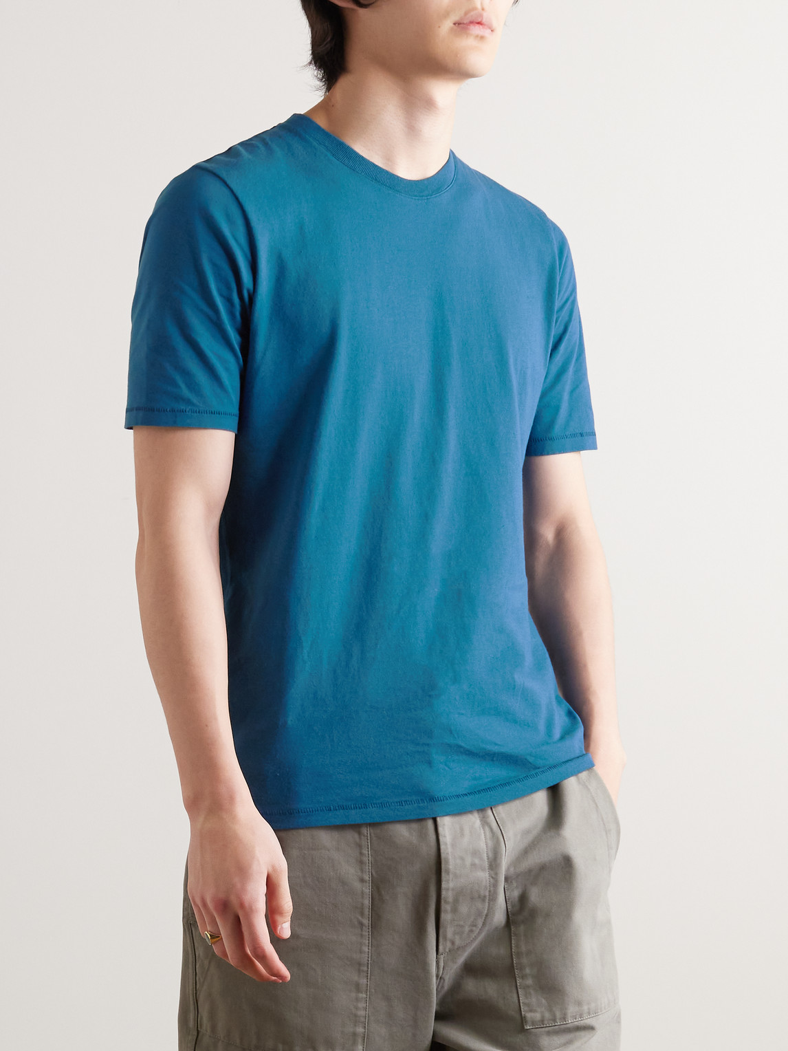Shop Folk Garment-dyed Cotton-jersey T-shirt In Blue