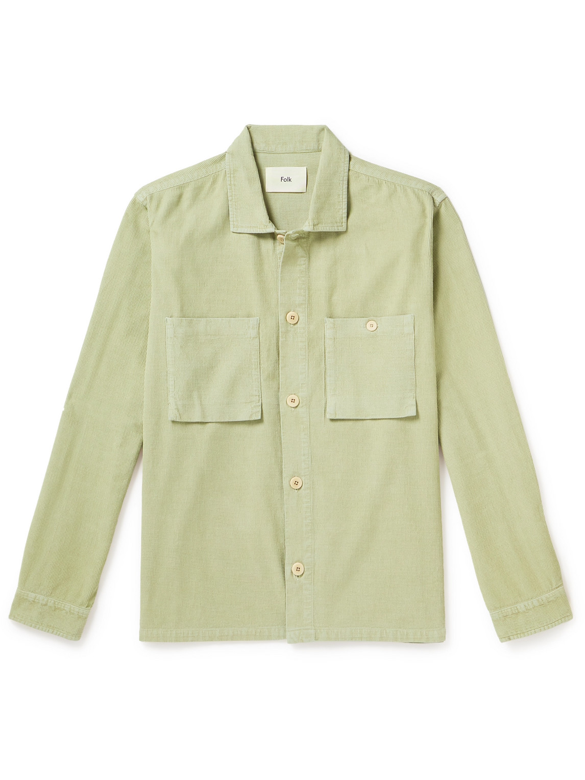 Folk Patch Cotton-corduroy Shirt Jacket In Green